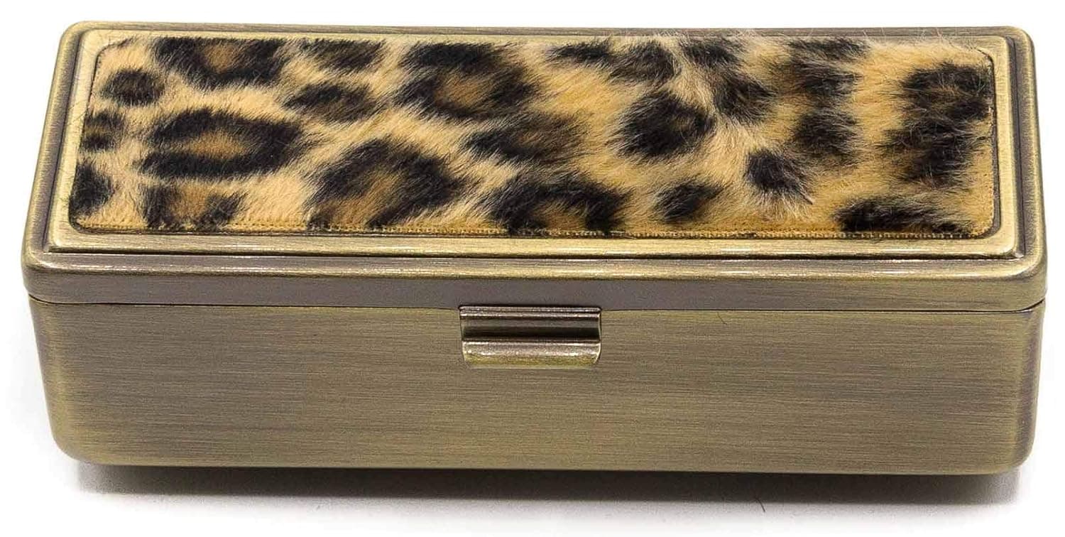 Leopard Print Boxed Travel Lipstick Case With Mirror