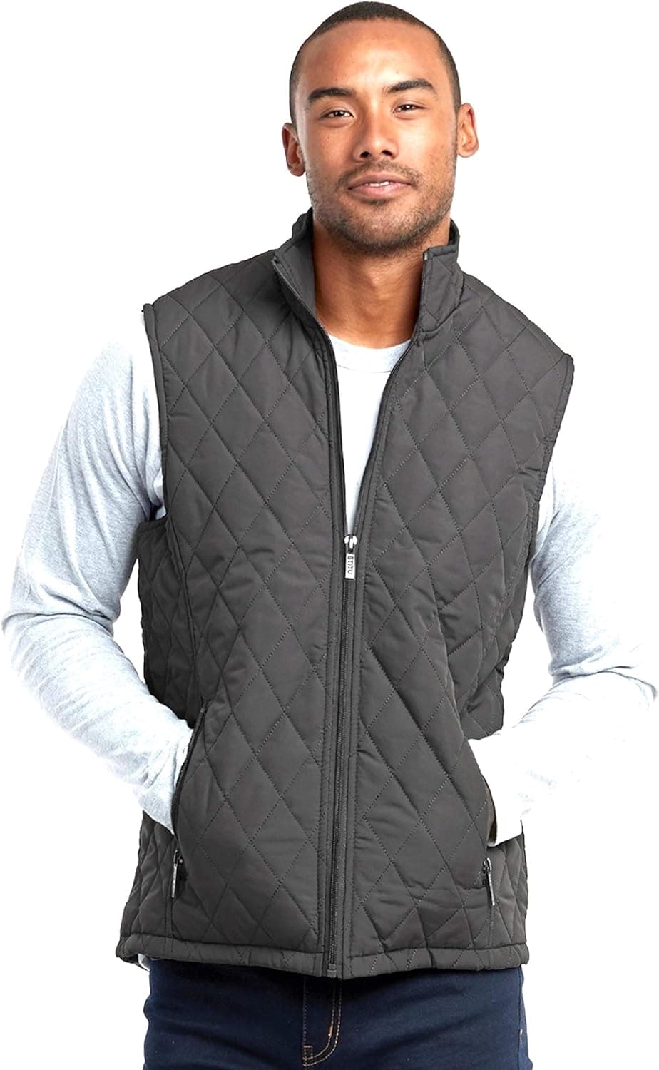 Oliver George Men's Diamond Quilted Lightweight Puffer Vest Outerwear Causual Vest