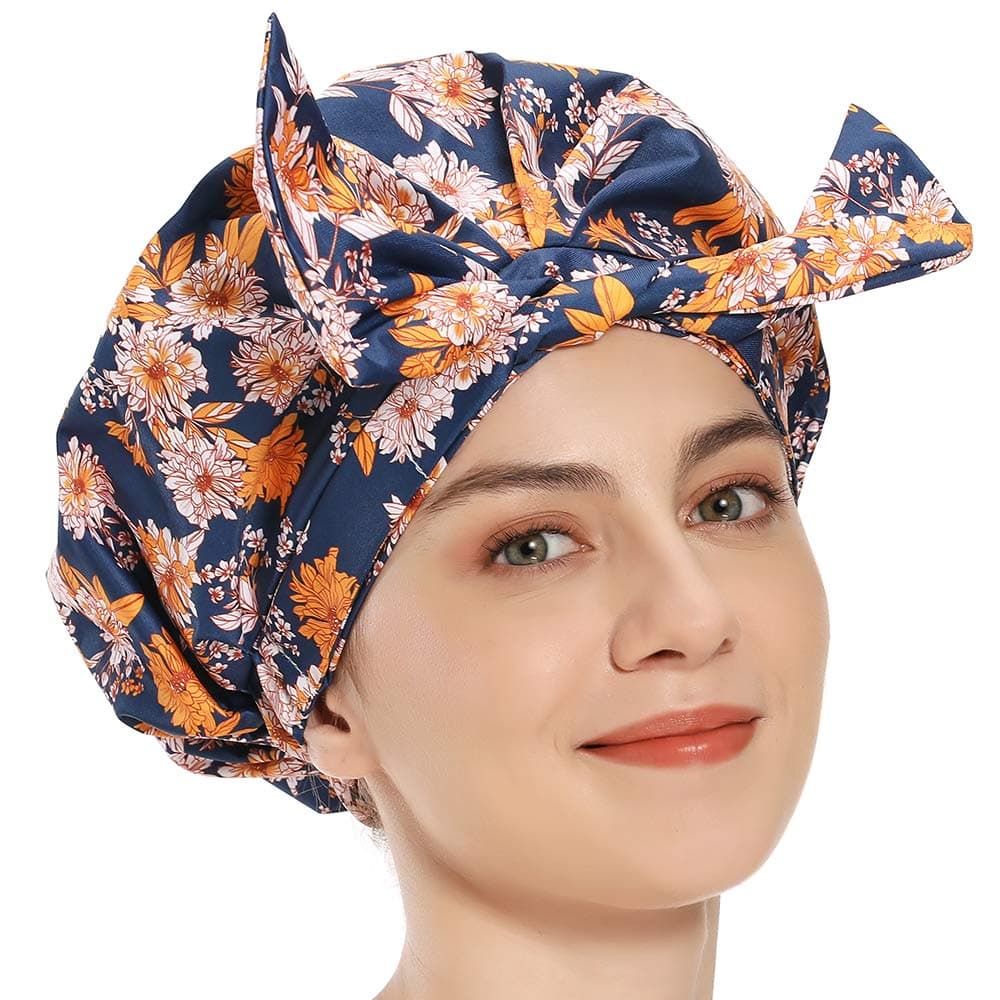 VVolf Shower Cap for Women, Luxury Shower Caps for Long Hair Turban Shower Caps Waterproof Bath Cap Extra Large Reusable Shower Cap