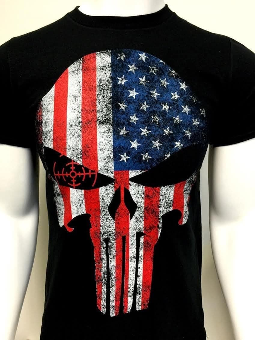 A New USA flag Punisher Skull t shirt tactical 100% cotton new police military