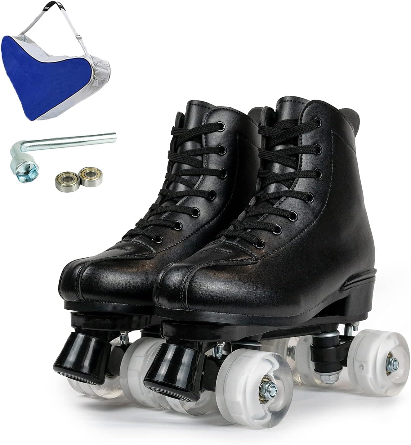Detigsia Women's Superior Roller Skates - High Top PU Leather Roller Skates for Women Four-Wheel Premium Indoor Outdoor Adult Roller Skates with Bag