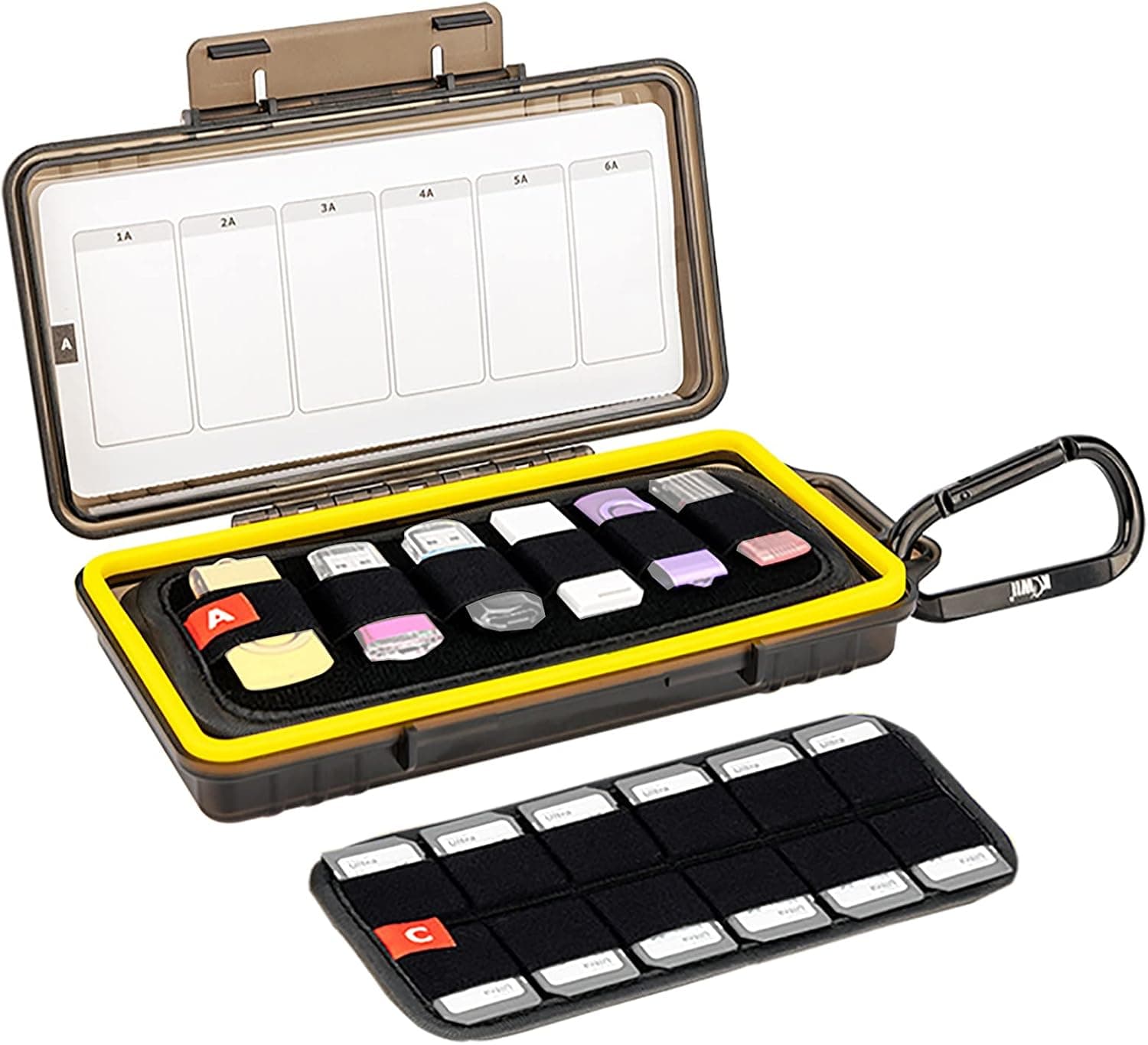 (12 USB+24 SD) USB Flash Drive Case with Labels,Thumb Drive Jump Drive Pen Drive Holder Organizer, Shockproof Water-Resistant,SD Card/NS/PSV/CFexpress Type A Card Case