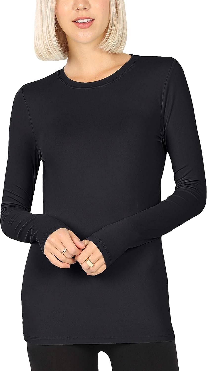 ClothingAve. Women's Long Sleeve Active Tee Shirt Silky Soft Lightweight Slim Fit Base Layer
