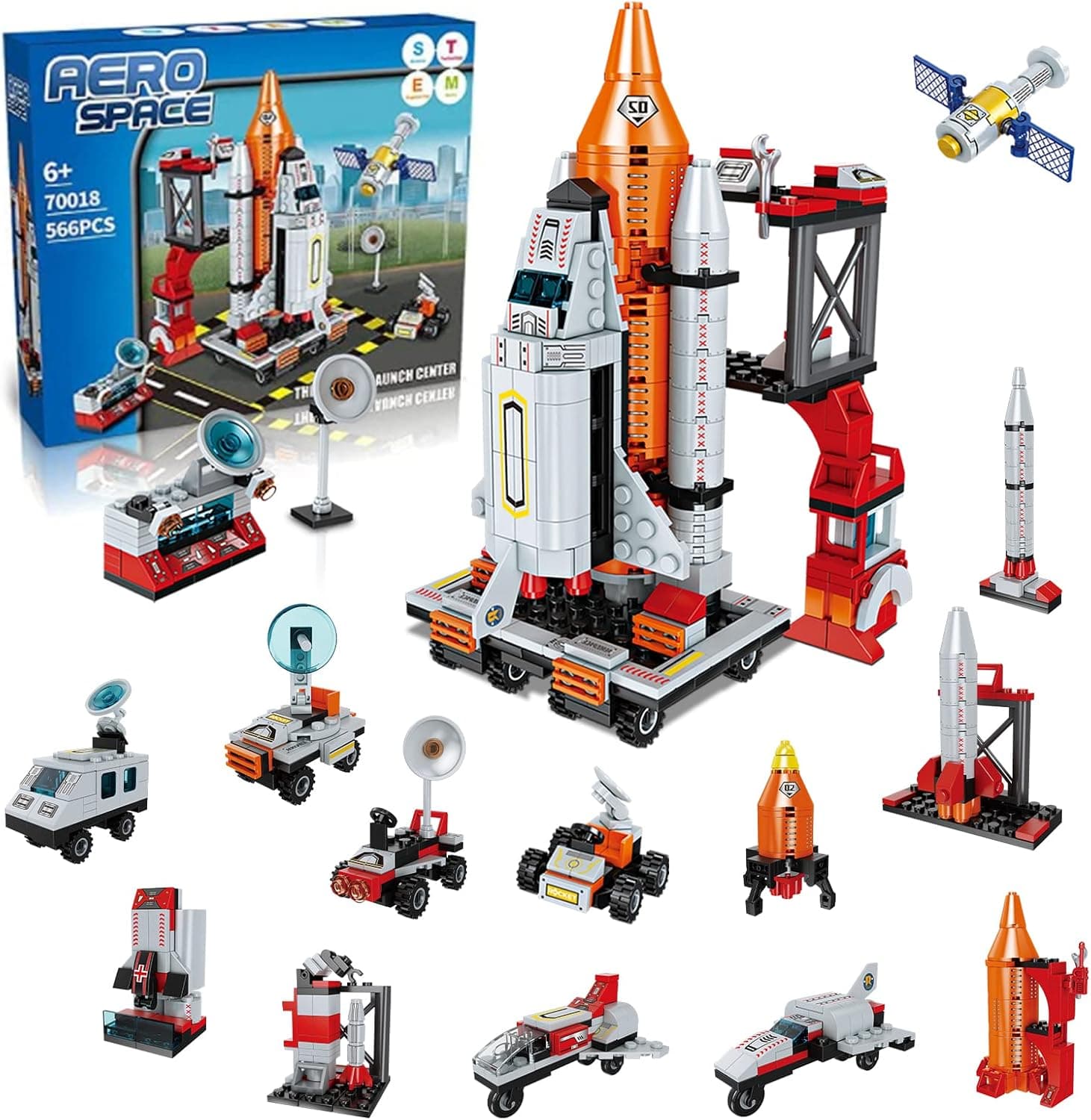 Space Shuttle Toys for 6-12 Year Old Kids STEM 12 in 1 Space Building Block Kits Stimulate Kids Creativity and Imagination Best Gifts for Space Fans Compatible with Other Building Block Brands 566Pcs