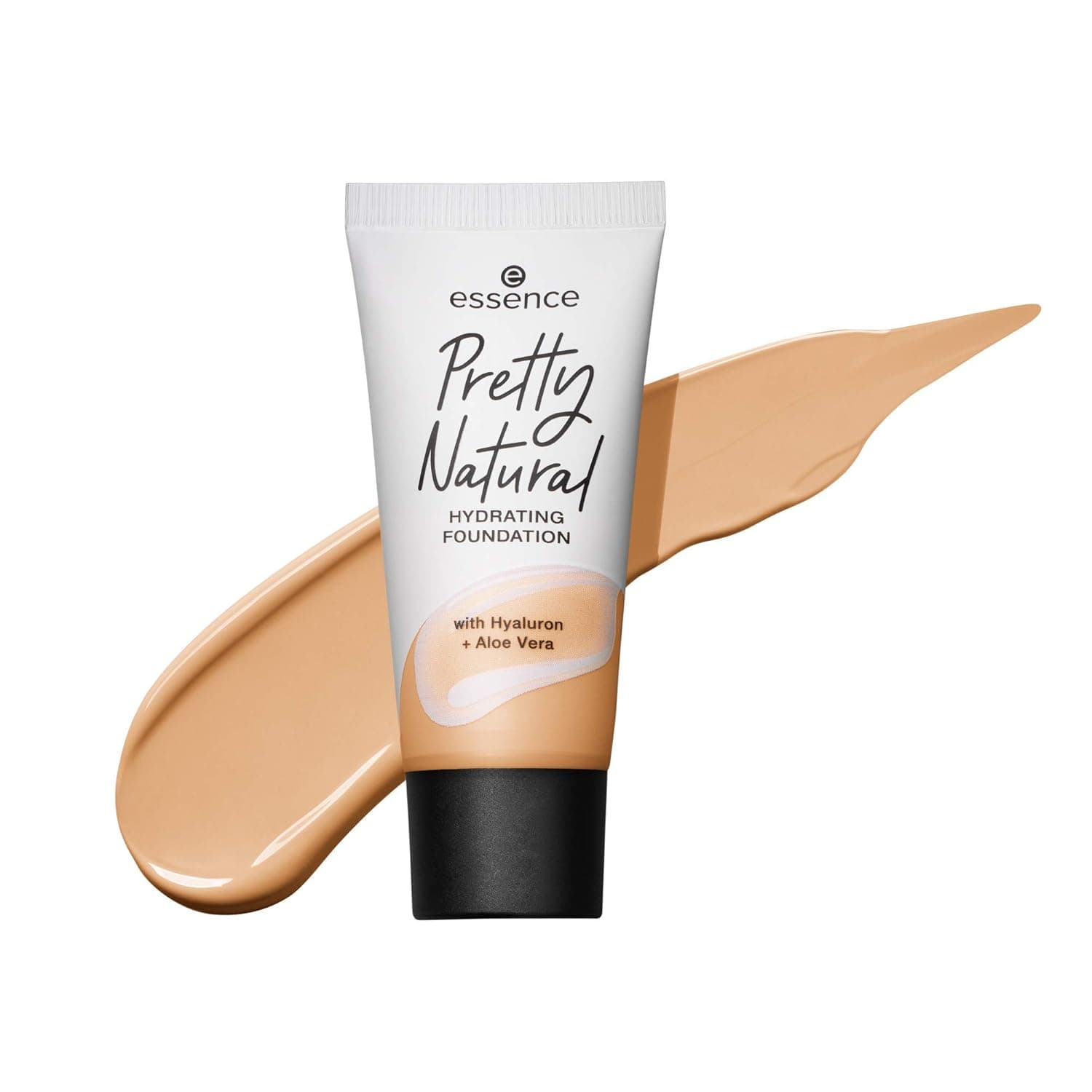 essence | Pretty Natural Hydrating Foundation | Medium, Buildable Coverage for a Natural Skin Look | Formulated with Hyaluronic Acid and Aloe Vera | Made Without Gluten, Parabens, Oil & Alcohol | Vegan & Cruelty Free