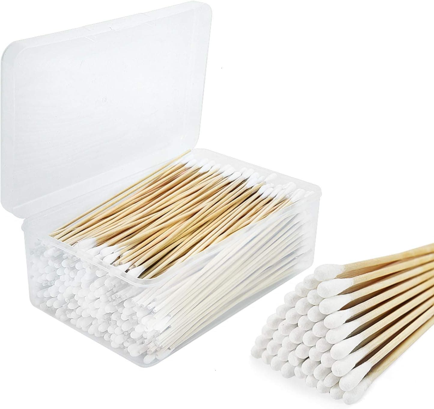 June Fox 500 Pcs 6 Inch Round Tip Cotton Swabs, Cleaning Swabs with Storage Case for Jewelry, Camera, Electronics, Precision Instrument, Makeup