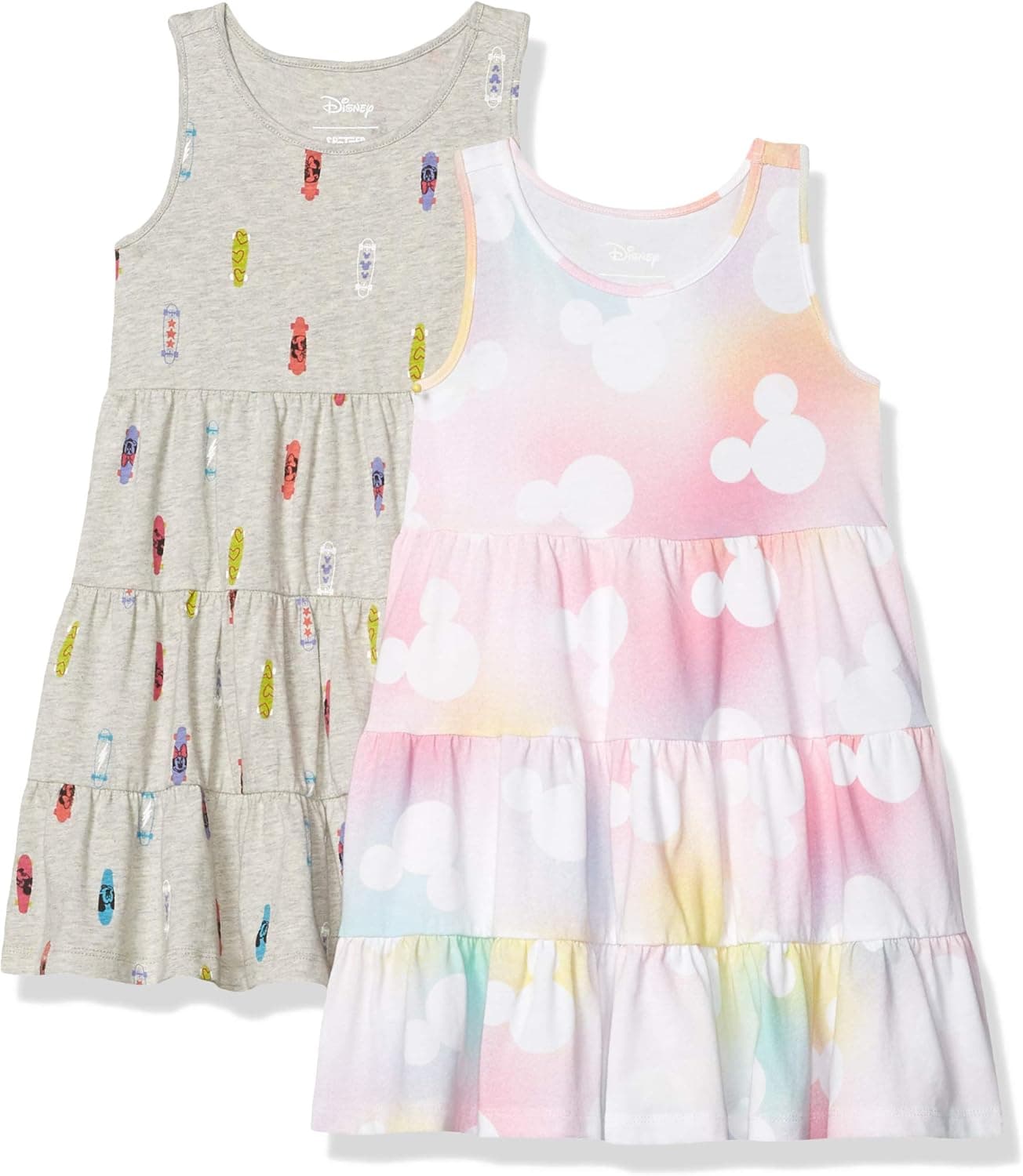 Spotted Zebra Disney | Marvel | Star Wars | Frozen | Princess Girls and Toddlers' Knit Sleeveless Tiered Dresses, Pack of 2