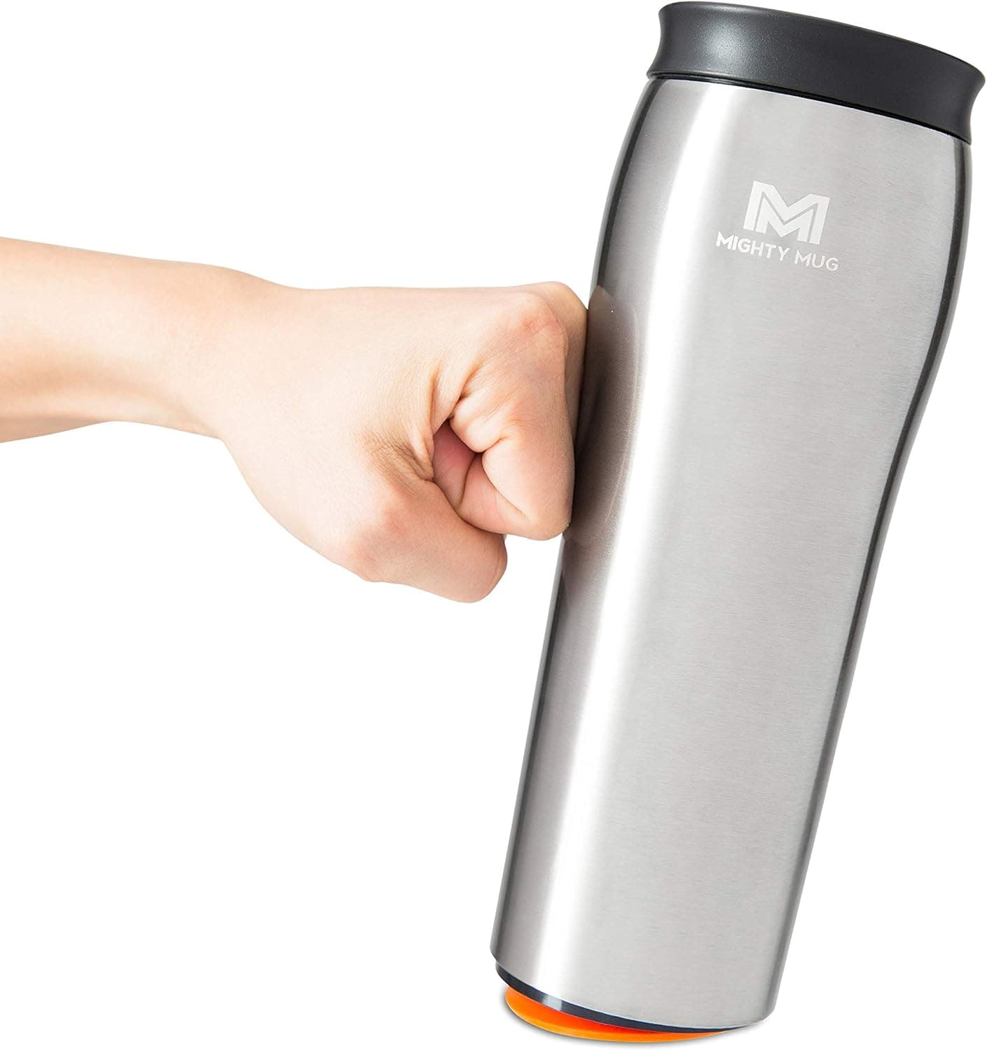 Mighty Mug Stainless Steel Travel Mug, Spill-Free Tumbler, Leak Proof Lid, 6 Hours Hot & 24 Hours Cold, Double-Walled, BPA-Free, (Silver, 16oz)