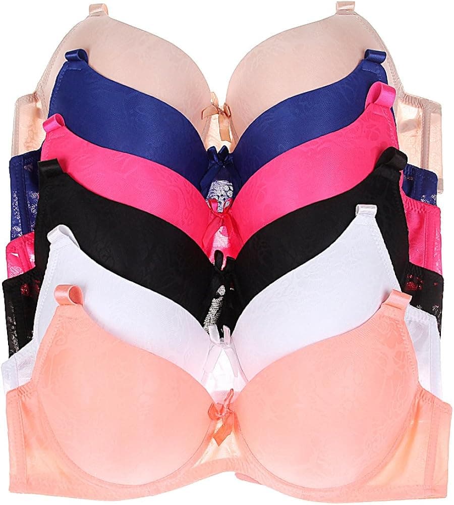 Romals Women's 6 Pack of Bras Lace Bras Packs Underwire Brassieres for Women