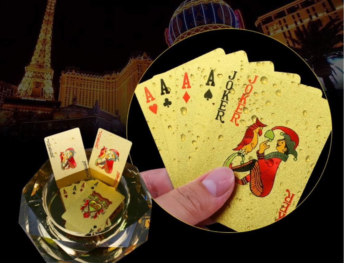 DocBrother Luxury 24K Gold Foil Poker Playing Cards - Classic Magic Tricks Tool, Deck Carta de Baralho with Box Good Gift Idea