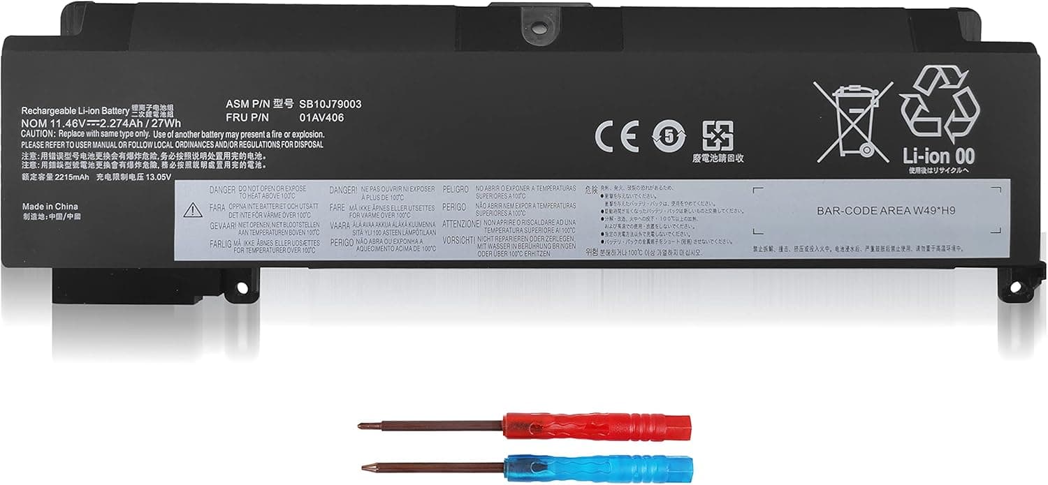 Wymisnit 01AV406 Laptop Battery Replacement for Lenovo ThinkPad T460S T470S Series Notebook Internal 01AV405 00HW025 SB10J79003 00HW038 00HW024 01AV462 01AV407 01AV408 11.46V 27Wh 2274mAh 3-Cell