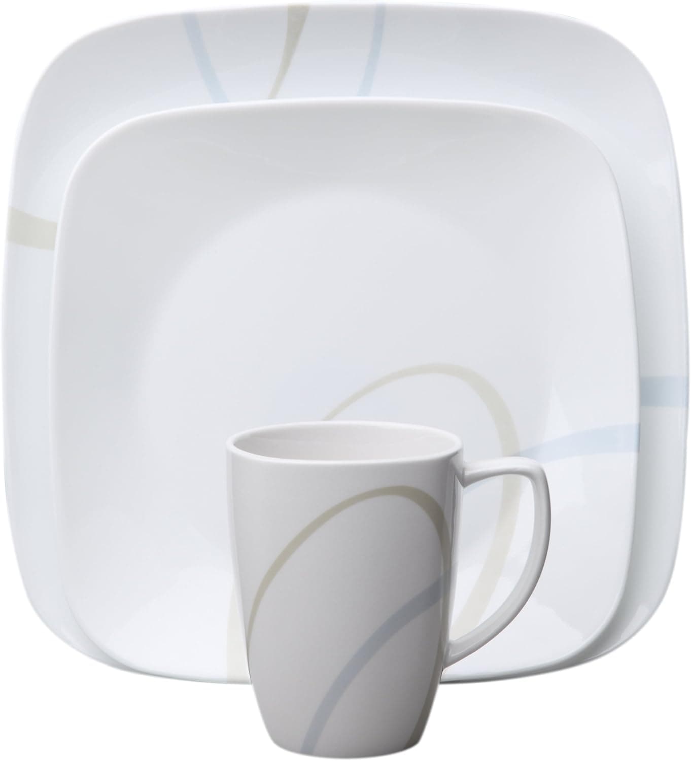 Corelle Square 16-Piece Dinnerware Set, Sand and Sky, Service for 4