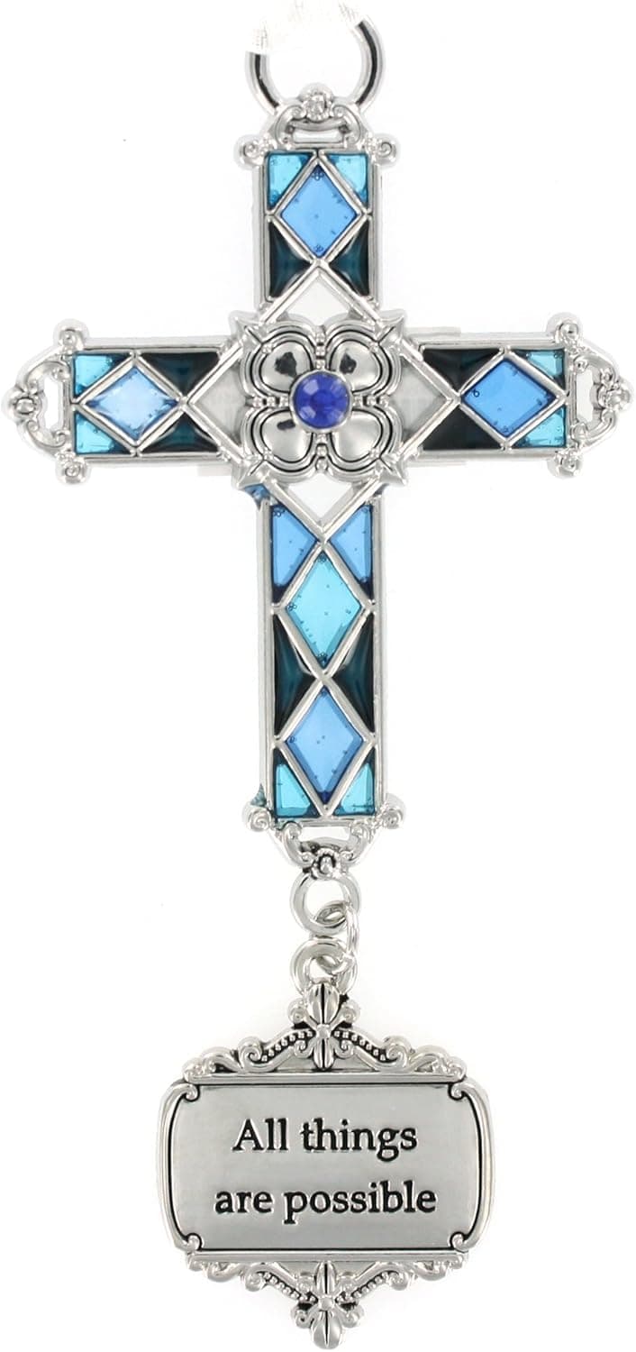 Ganz All Things Are Possible Stained Glass Cross Ornament Size: 3 1/2 inches