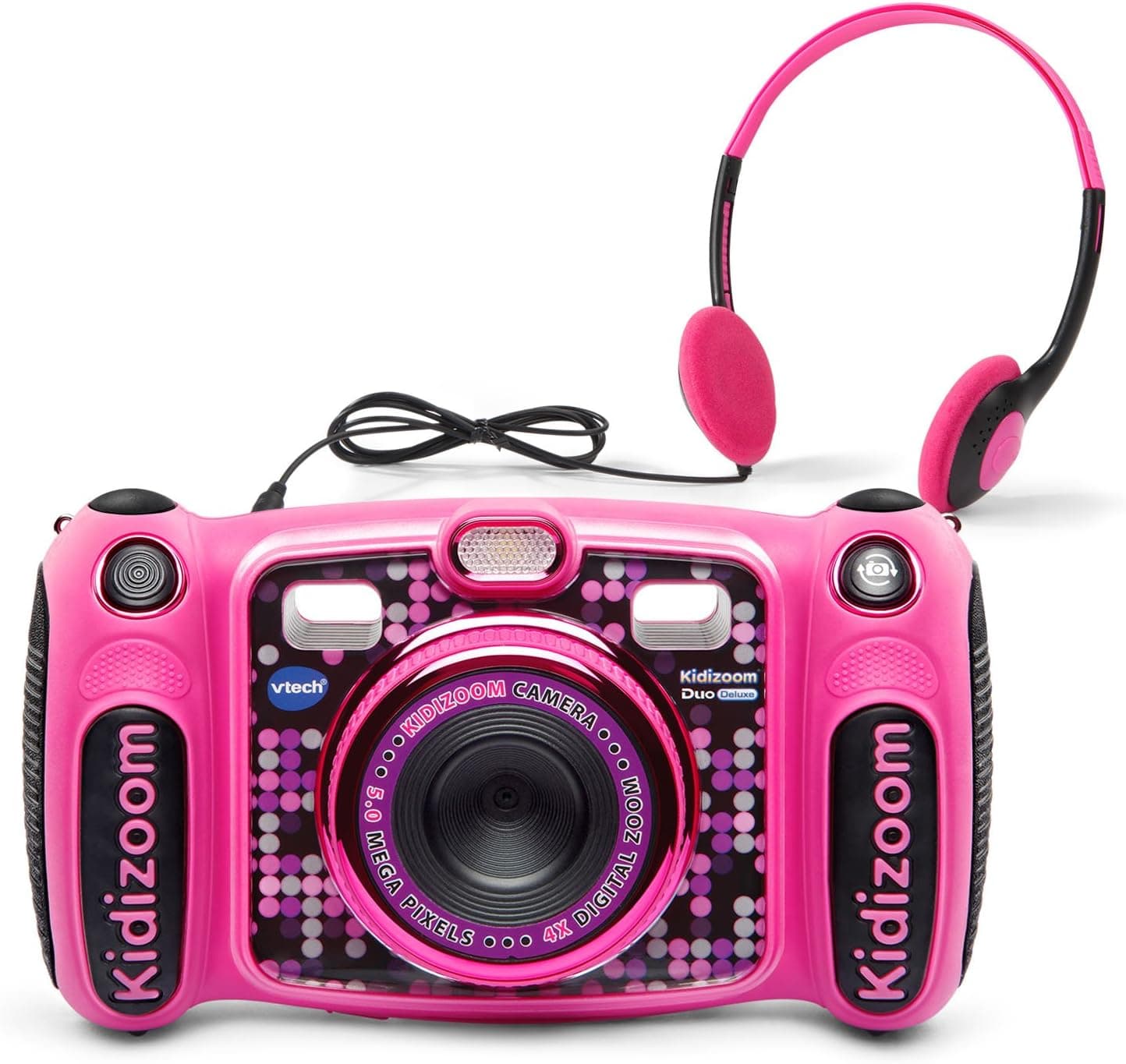 VTech Kidizoom Duo 5.0 Deluxe Digital Selfie Camera with MP3 Player and Headphones, Pink