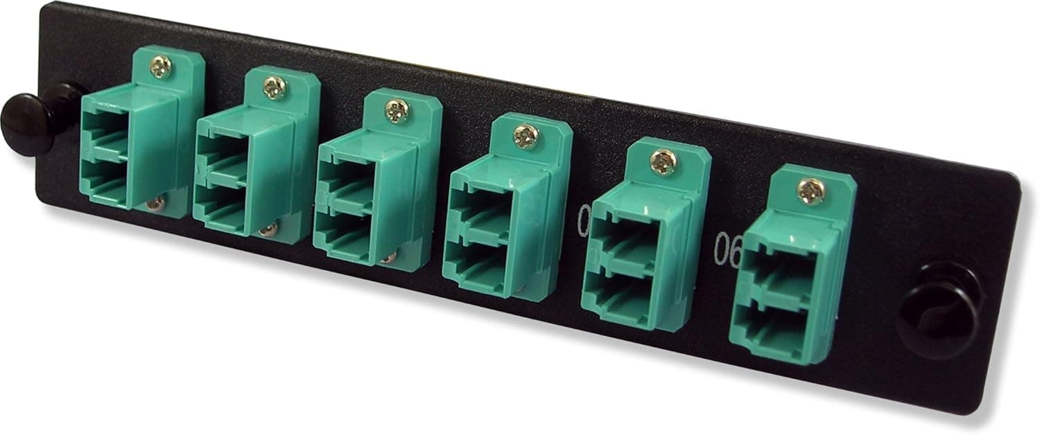 Lynn Electronics 12 Fiber LC 10GIG Multimode Adapter Strip, 6 Duplex LC 10GIG Ports, LGX Footprint
