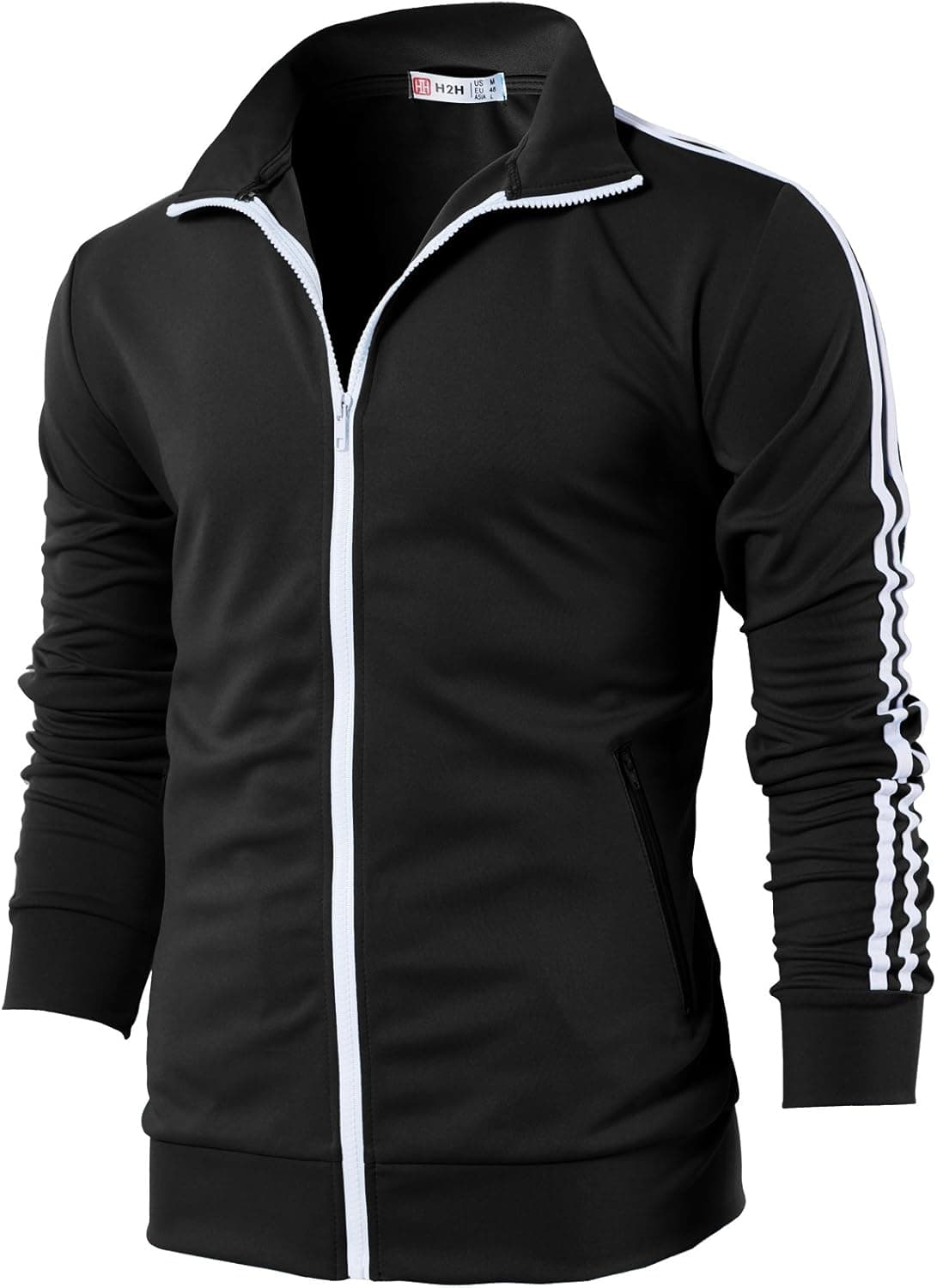 H2H Mens Active Slim Fit Track Lightweight Jacket Zip-up Long Sleeve