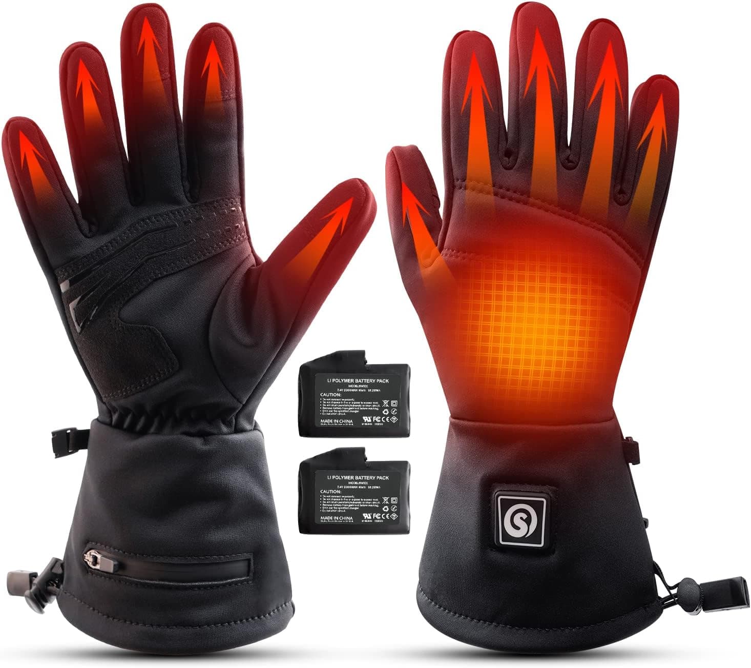 SAVIOR HEAT Heated Glove Liners, Rechargeable Electric Battery Heating Riding Ski Snowboarding Hiking Cycling Hunting Thin Lightweight Gloves Hand Warmer for Men Women