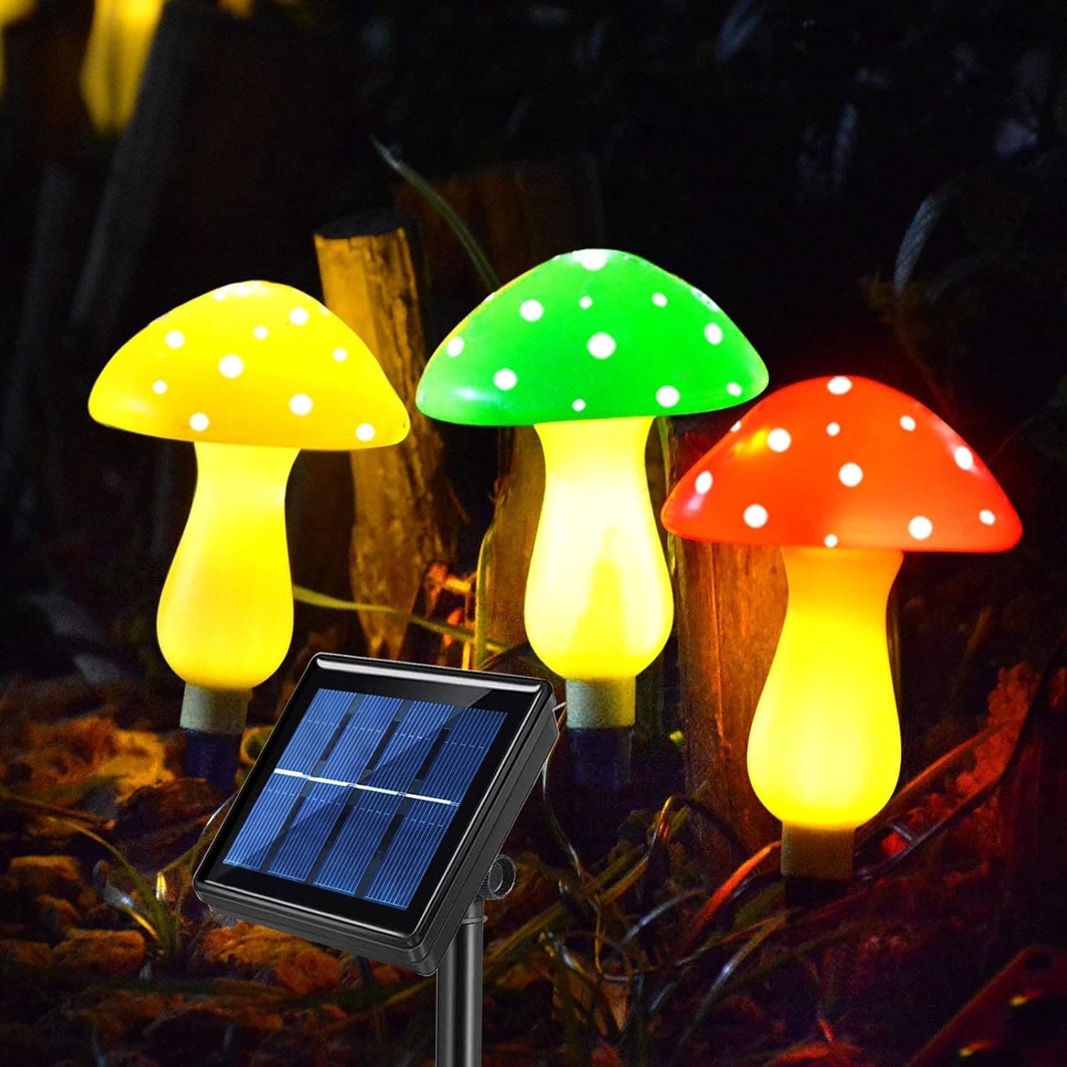 Solar Mushroom Lights Outdoor Decor, 8 Modes Waterproof Mushroom Night Light for Garden Gnome Landscape Courtyard Halloween Christmas Easter Decorations(Set of 3 Mushroom)