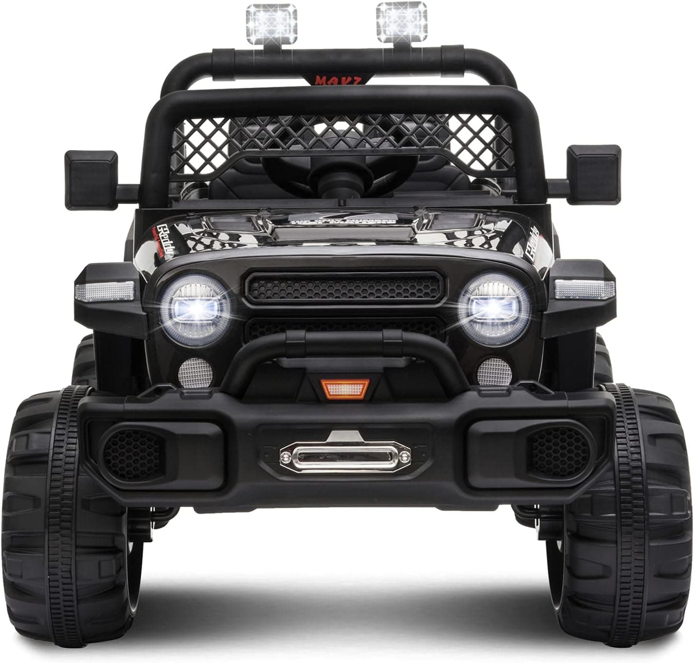 Ride On Car Truck,12V Battery Powered Electric Vehicle w/ 2.4 GHZ Parental Remote Control,Spring Suspension,LED Lights,Safety Belt, Music, MP3, 2 Doors Open (Black)