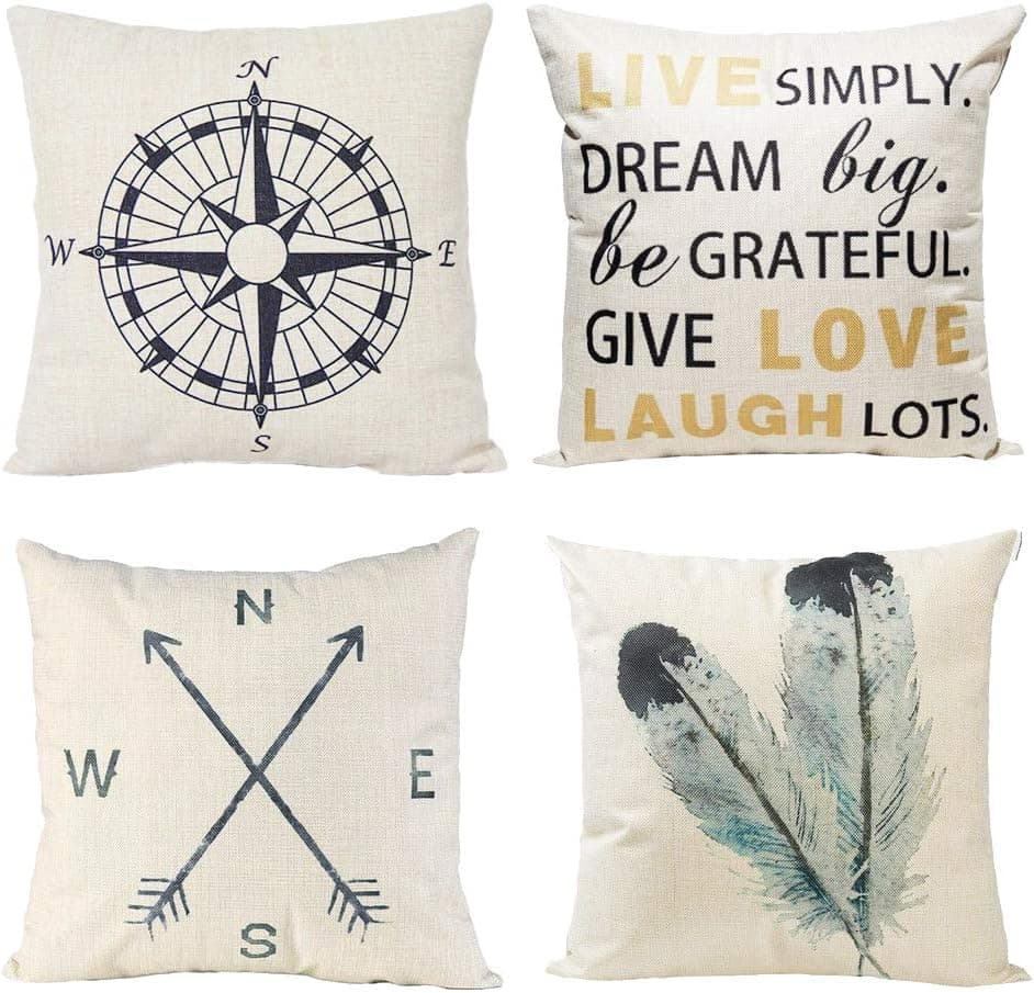 A-QMZL Decorative Pillows for Couch Throw Covers Linen Cushion 18 x 18 Inch Protectors Sofa