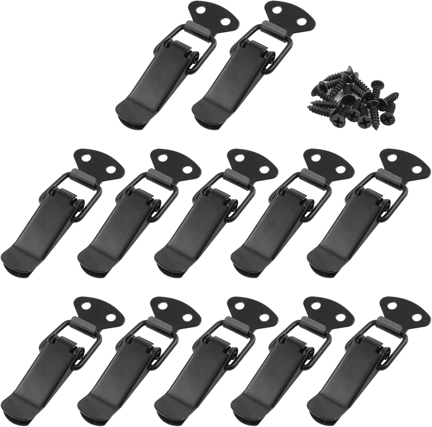 Jiozermi 12 Pack Spring Toggle Latch, 2.8" Length Buckle Latch, 304 Stainless Steel Spring Loaded Toggle Latch Catch for Wooden Case Toolboxes, Black