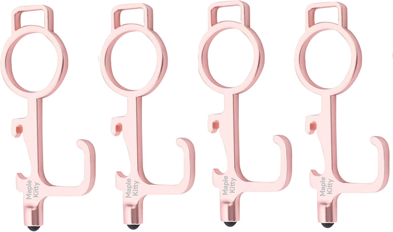 No Touch Door Opener (4 PC) | Clean Keys Button Pusher Stylus | Touchless Hands Free Sanitary Germ Utility Tool for Germaphobe | EDC Keychain | No Contact Handle | Multiple Opener