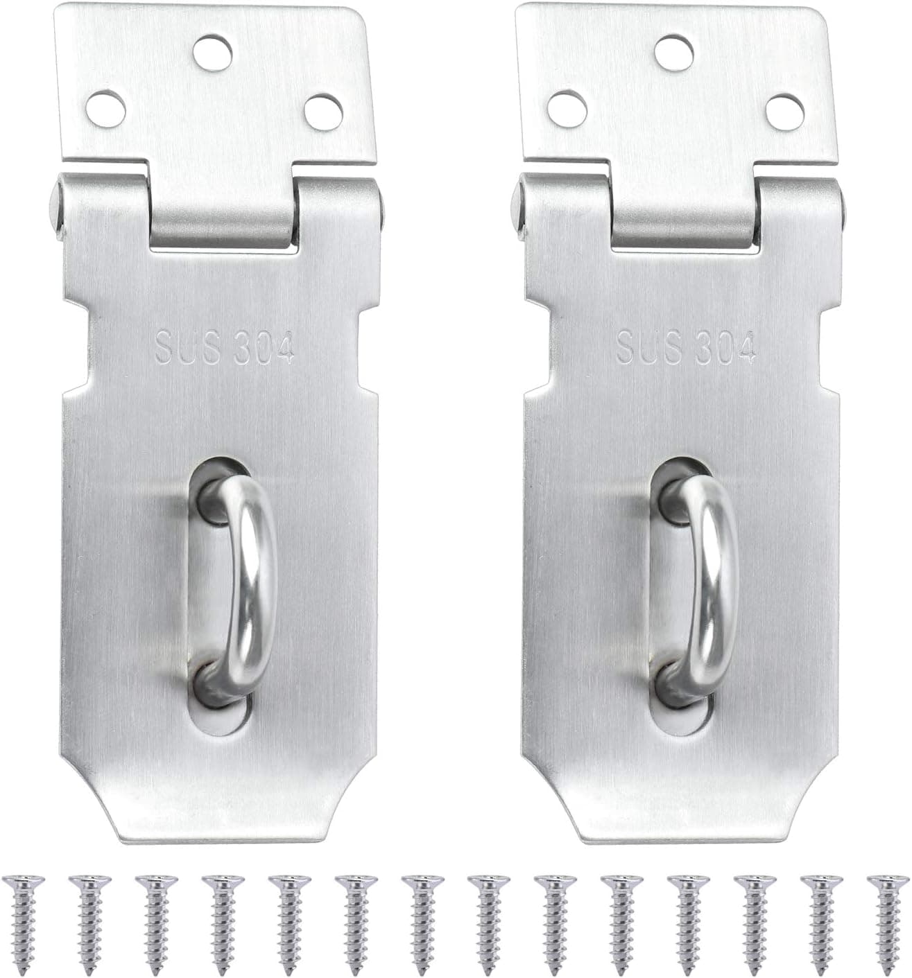 WiMas 3" Hasp Padlock Stainless Steel Heavy Duty Safety Padlock Door Hasp 2 Pack with Screws(Silver)