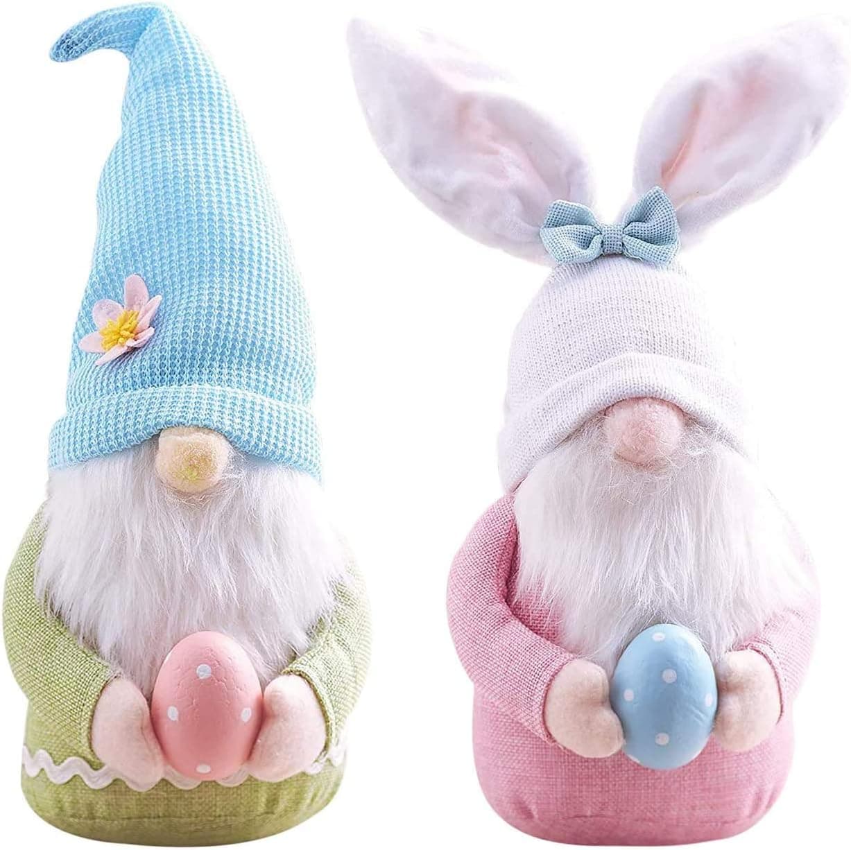 haellerry Gnome Faceless Handmade Plush Doll Easter Gifts for Kids Women Men Easter Decorations Ornaments for Home (Blue&Pink)