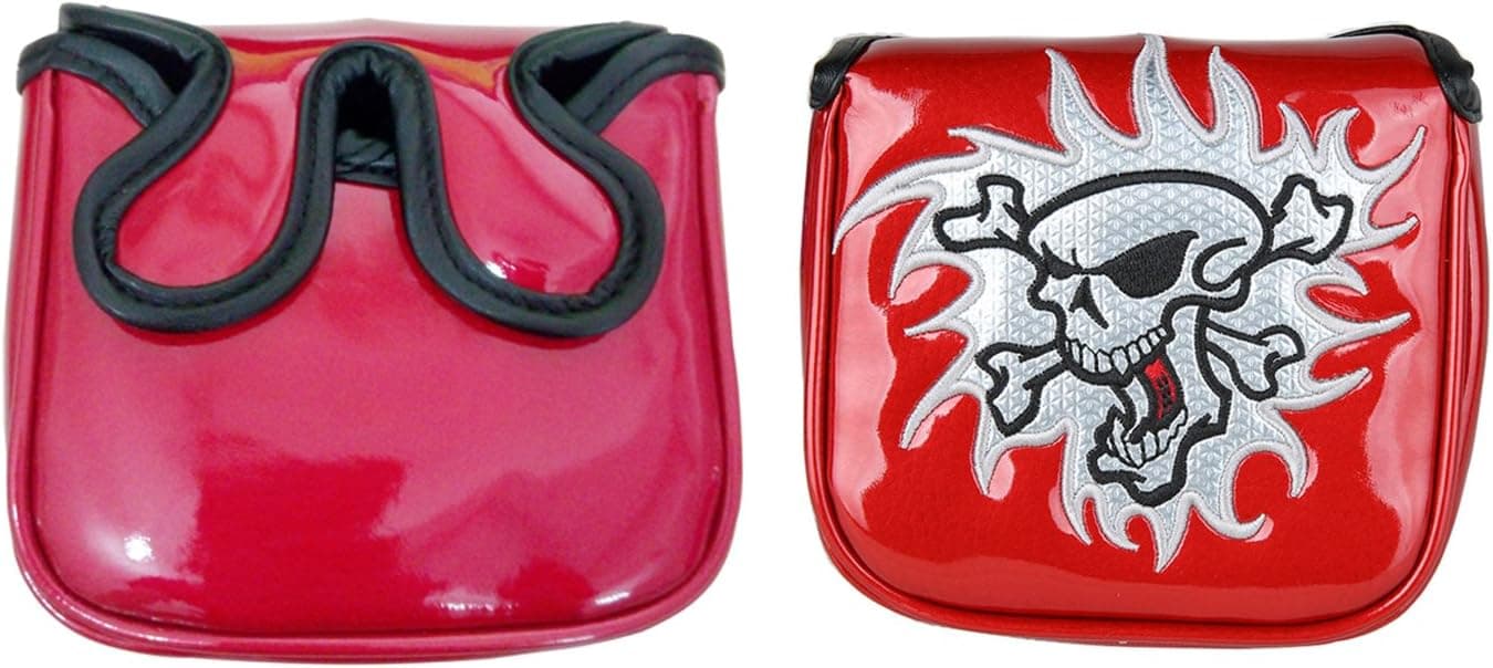 New Black White Skull Square Mallet Putter Cover Headcover For Scotty Cameron Taylormade Odyssey (Red Style2)