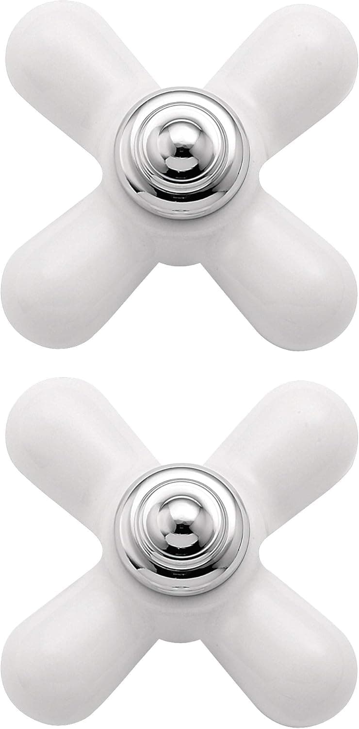 MOEN 97434 Monticello Replacement Handle Knob Insert, Porcelain and Chrome (2-Pack), 2 Pack