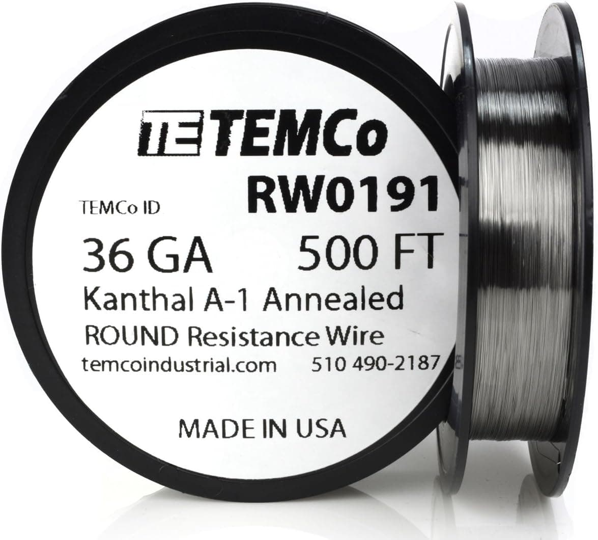TEMCo Kanthal A1 wire 36 Gauge 500 Ft Resistance AWG A-1 ga