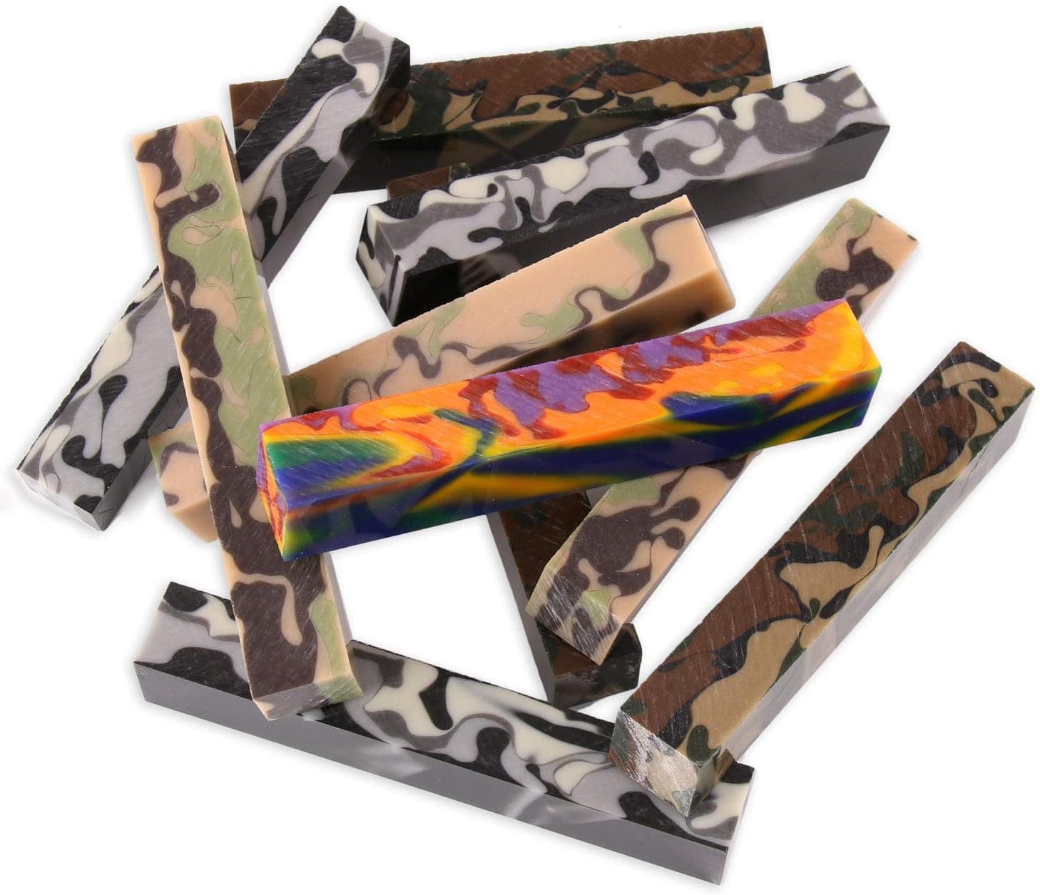 Legacy Woodturning, Acrylic Pen Blank, Assorted Camo, 5" x 3/4" x 3/4", Pack of 10