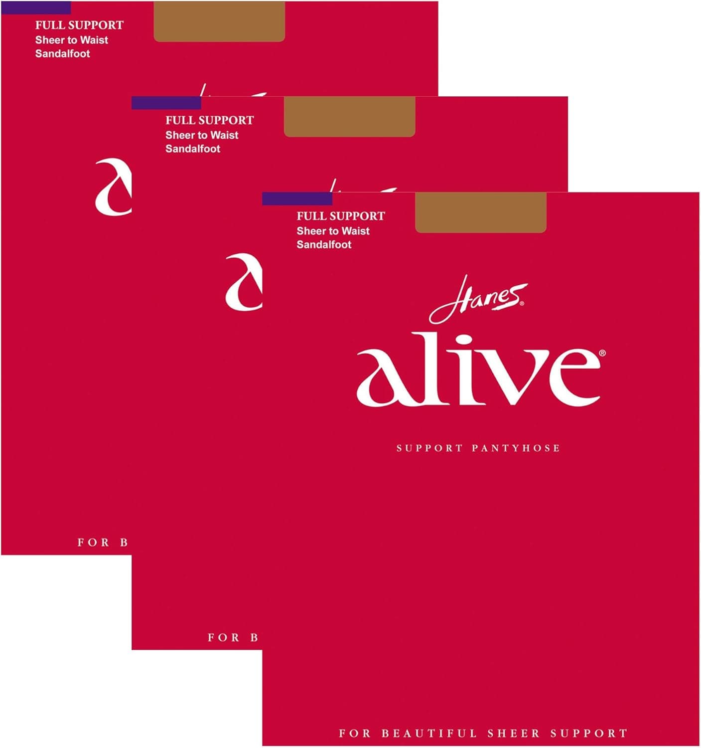 Hanes Women`s Set of 3 Alive Sheer to Waist Pantyhose - Best-Seller! F, South Pacific