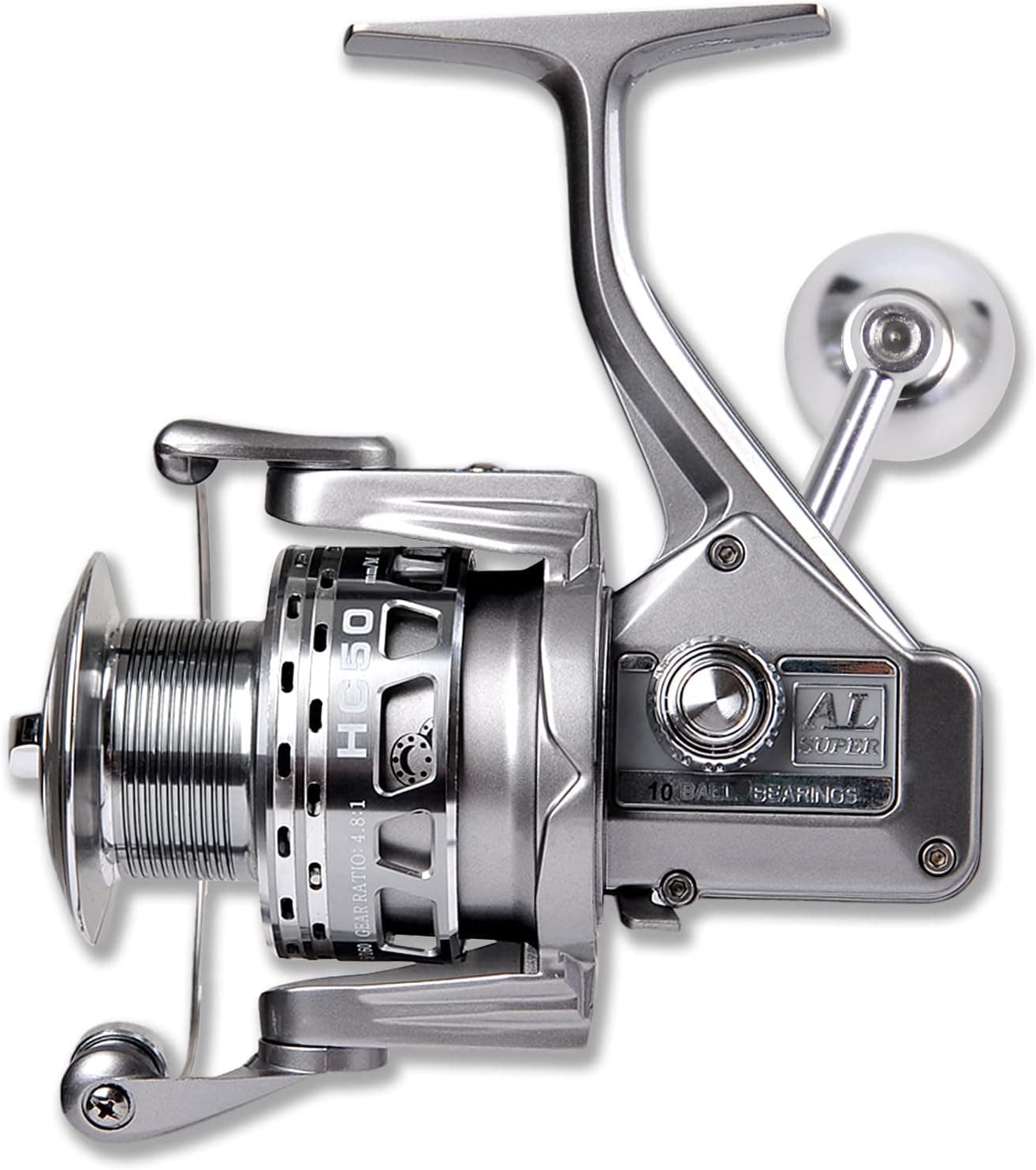 Fiblink Metal Spinning Fishing Reel Left/Right Retrieve with 4.8:1 Gear Ratio 9+1 Ball Bearings for Spinning Rod in Inshore Saltwater Boat Freshwater Fishing