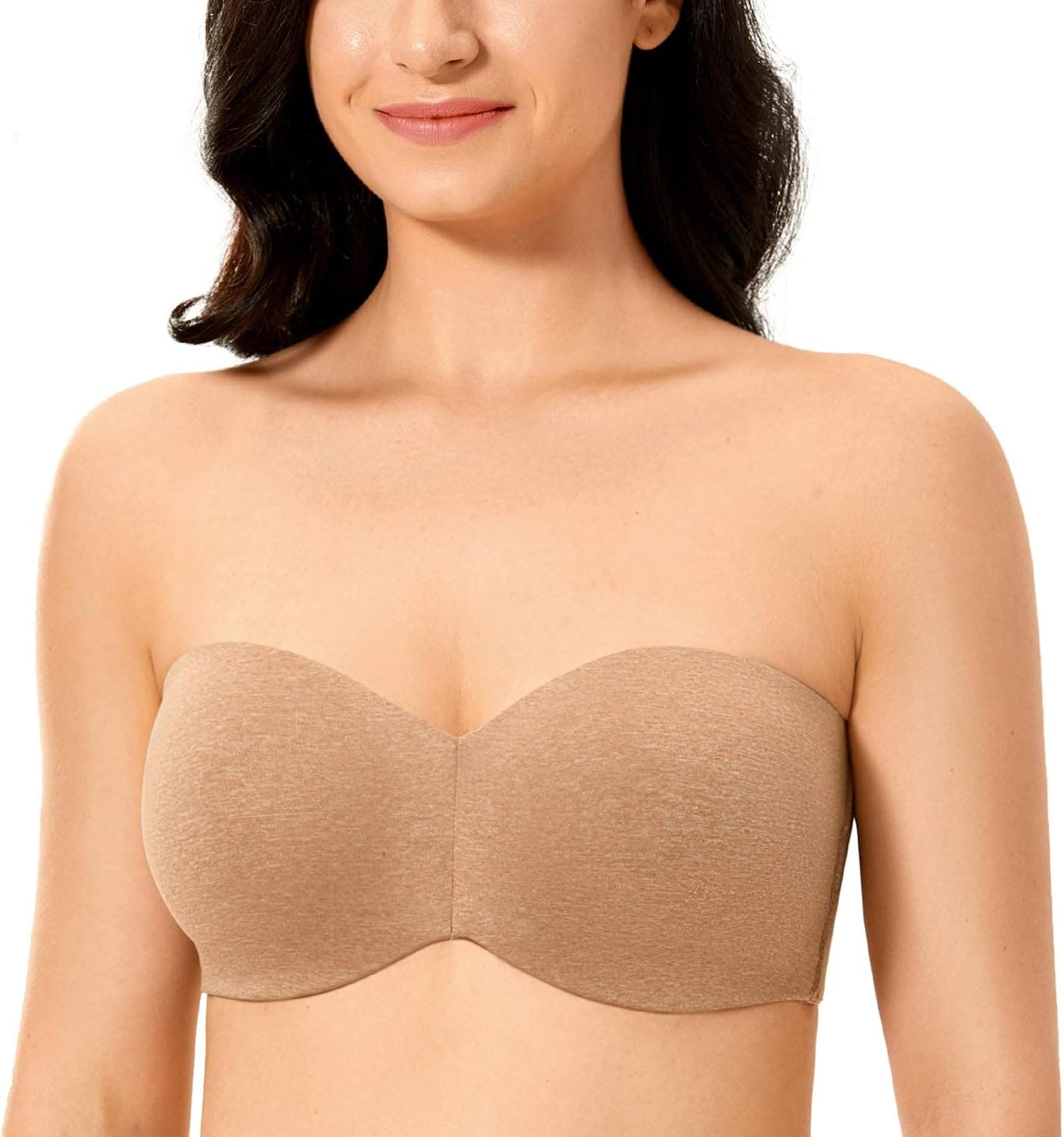 DELIMIRA Women's Strapless Bra Unlined Underwire Minimizer Plus Size Support