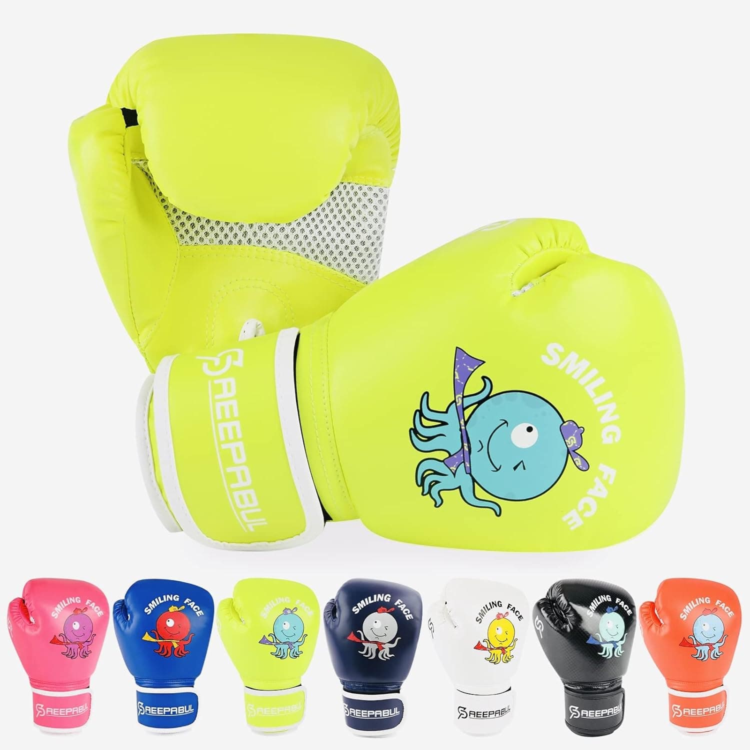 Saeepabul Kids Boxing Gloves for Boys and Girls, Boxing Gloves for Kids 3-15, Youth Boxing Training Gloves, Kids Sparring Punching Gloves for Punching Bag, Kickboxing, Muay Thai, MMA, Yellow, 5oz