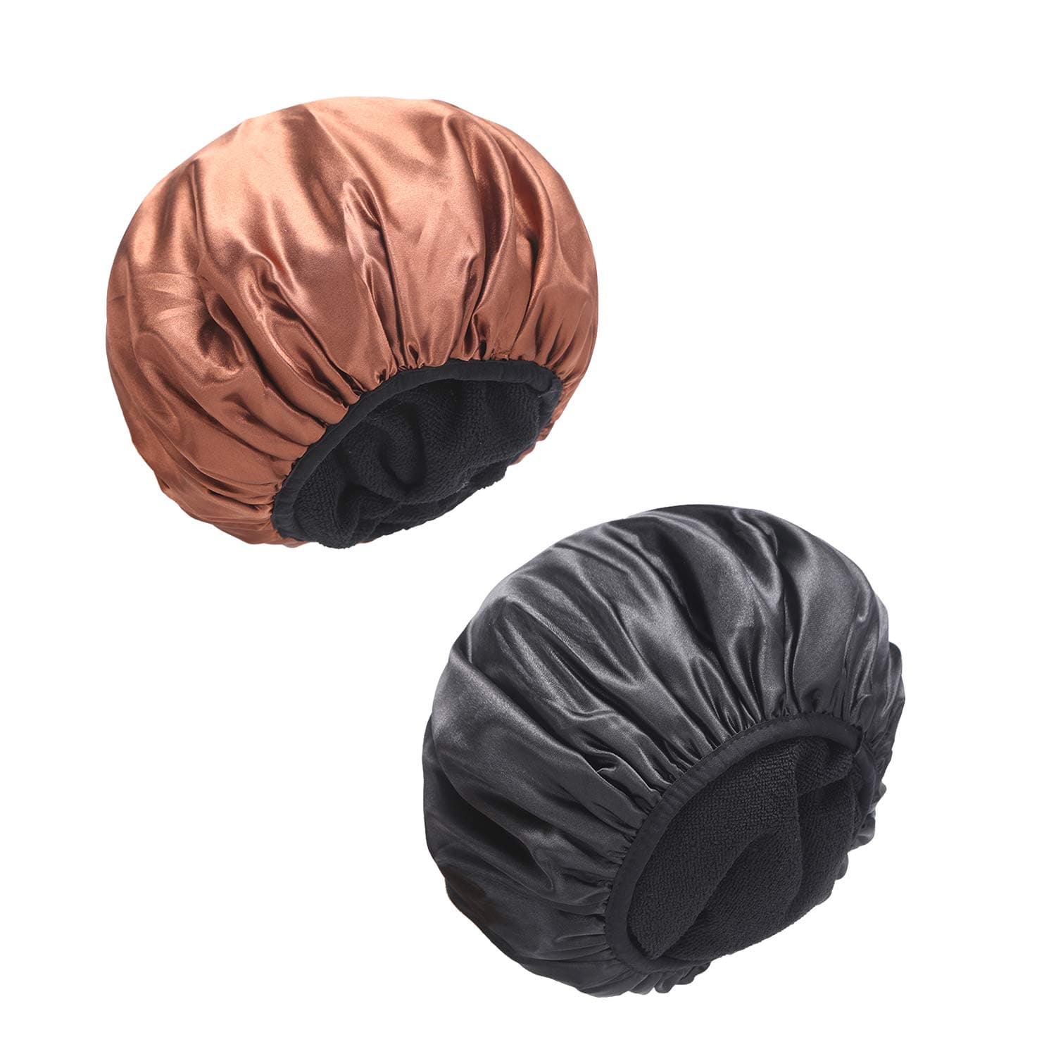 Extra Large Triple Layer Shower Cap for Women Microfiber Terry Cloth Silky Satin 100% Waterproof Shower Hat Reusable Breathable Plus Size Hair Hat for Large Long Natural Hair Ladies