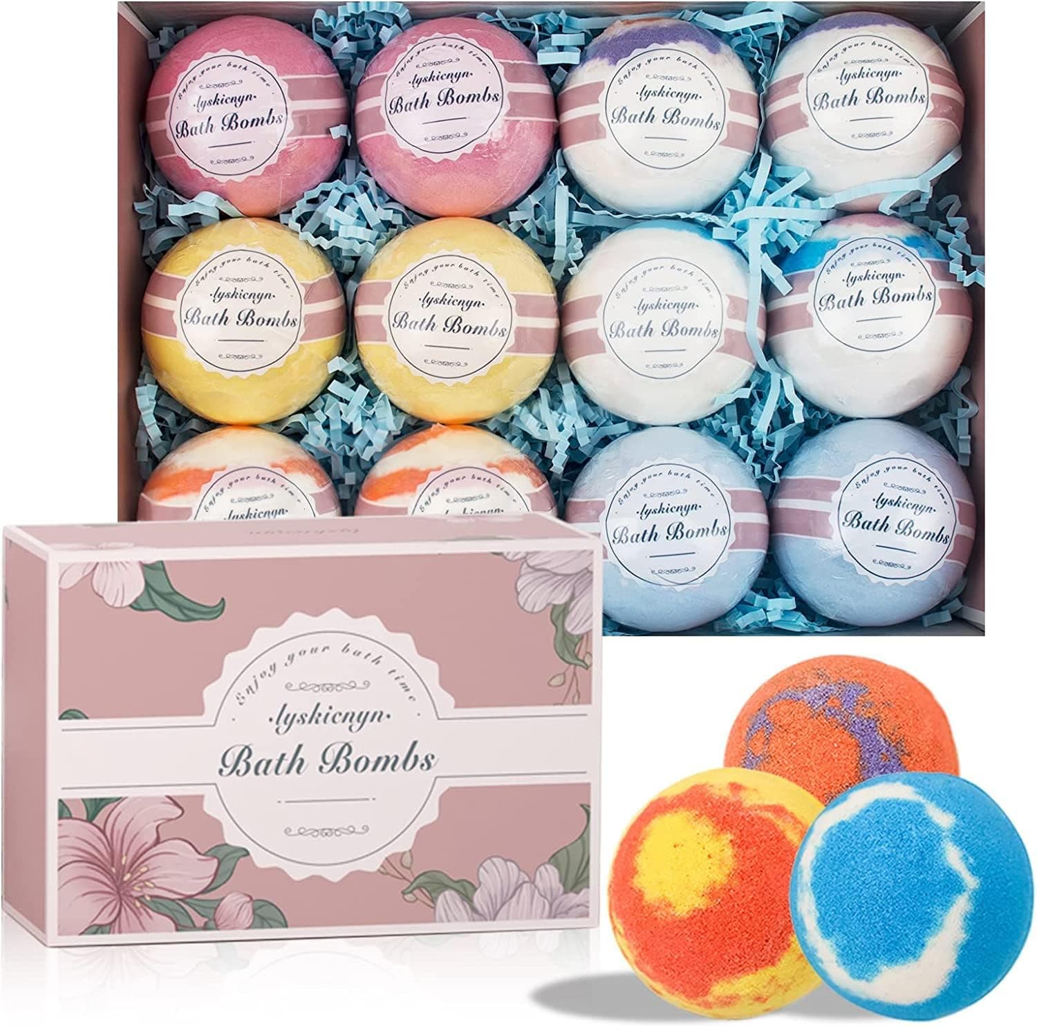 Luxury Bath Bombs for Men- Organic Bath Bombs of Essential Oils(100% Pure & Natural)- Bath Fizzes w/ Moisturizing Shea Butter and Bath Salts for Relaxation, Best Gift for Father's Day Valentine's Day