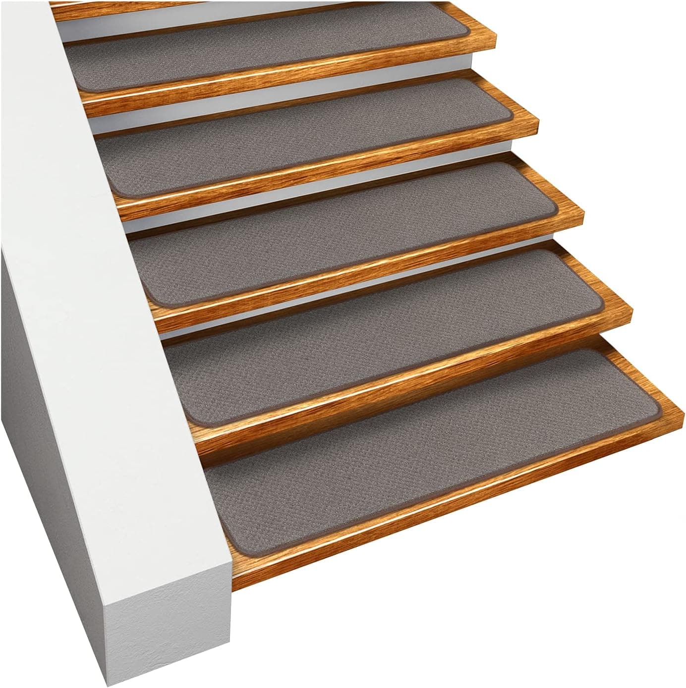 House, Home and More Set of 12 Skid-Resistant Carpet Stair Treads - Gray - 8 Inches X 30 Inches