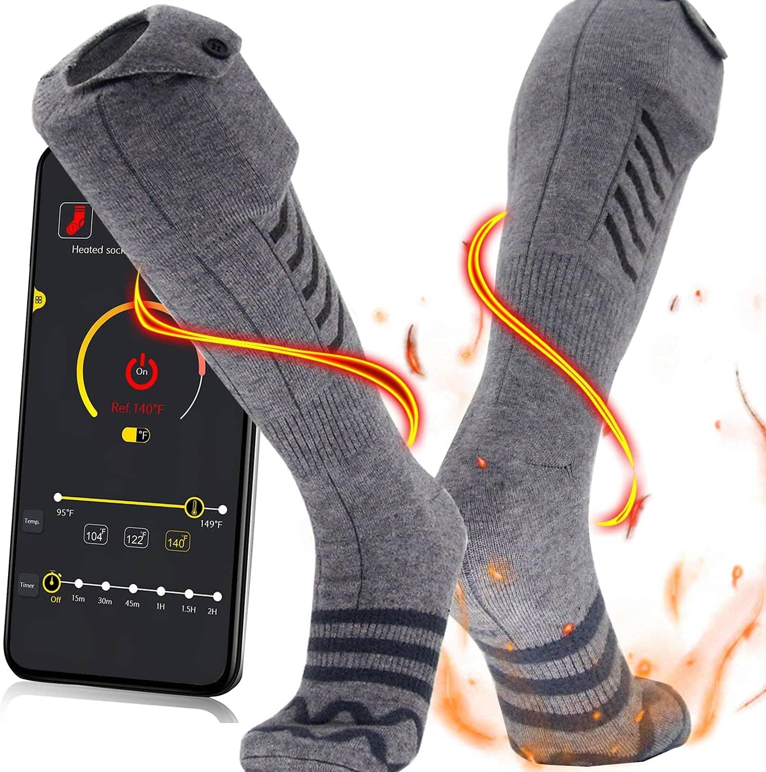 Heated Socks for Men Women-Battery Operated Socks Rechargeable Electric Heating Socks with APP Remote Control,Foot Warmer for Raynaud's and Winter Outdoor Sports Skiing/Hunting/Motorcycling