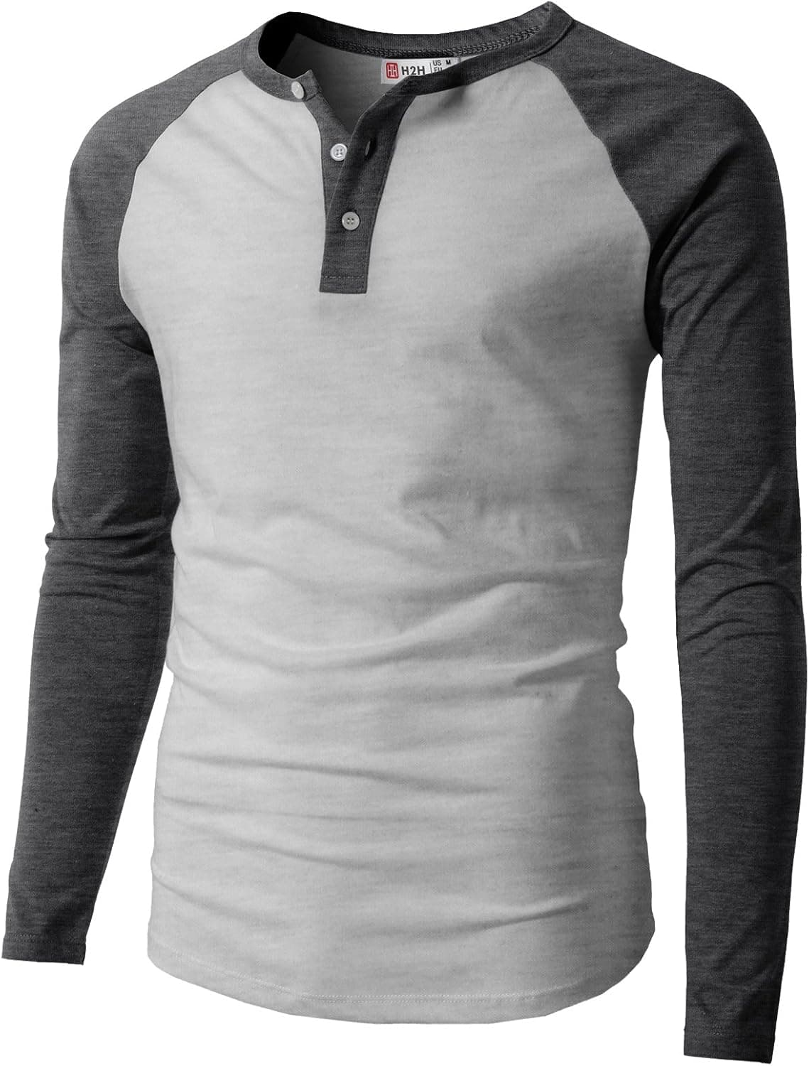 H2H Mens Casual Slim Fit T-Shirts Henley Shirts Raglan Long & 3/4 Sleeve Jersey Baseball T Shirts