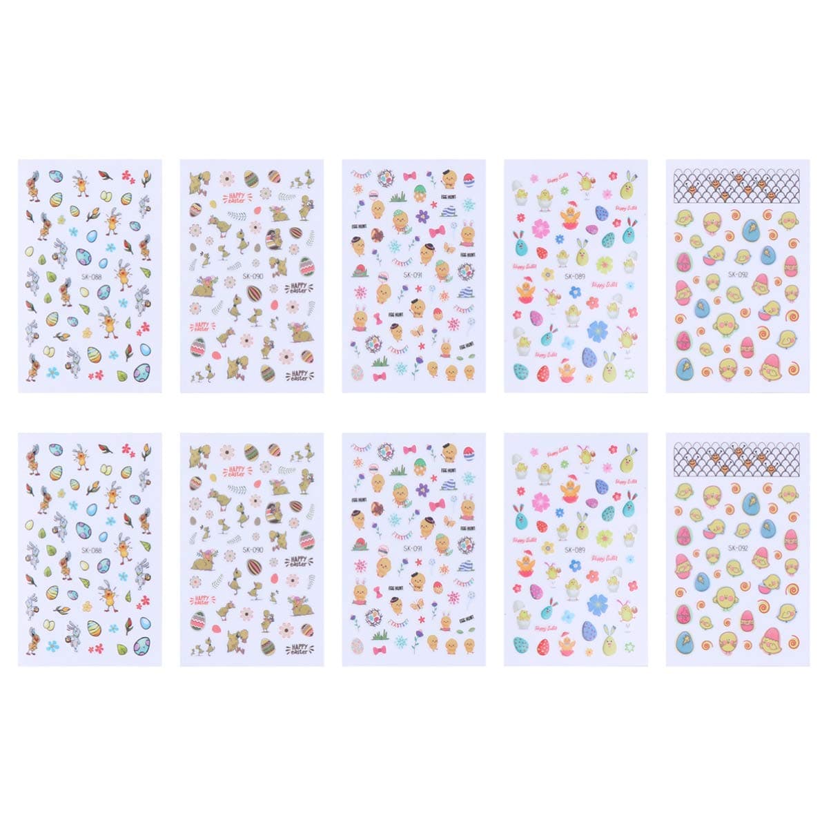 Lurrose 10 Sheets Nail Stickers Easter Themed Nail Water Transfer Sticker DIY Nail Art Stickers Decals Adhesive Manicure Decoration Decals for Girls Women Salon