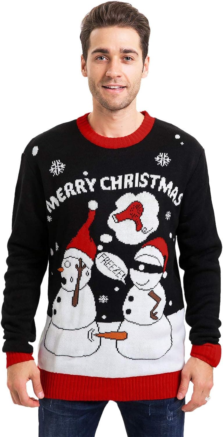 Christmas Men Winter Loose Santa Knit Longsleeve Ugly Pullover Sweater Sweatshirt Freeze L
