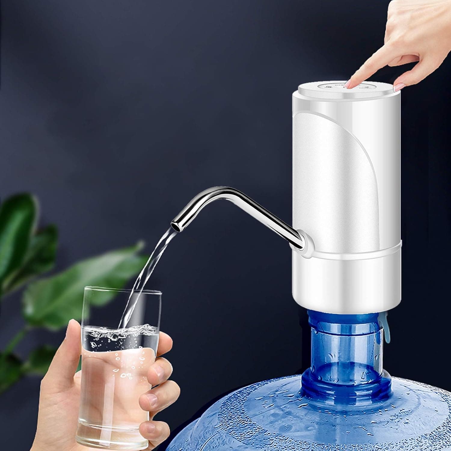 5 Gallon Water Bottle Dispenser USB Charging Automatic Drinking Water Pump Intelligent Bottle Pump Portable Water Dispenser Switch Universal Fit 2-5 Gallon Jugs-White