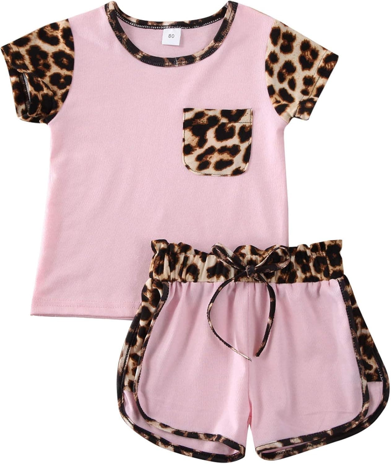 EYIIYE Ribbed Shorts and Top Set Baby Girl Summer Outfits Toddler Short Sleeve Crewneck Pullover Tops Elastic Waist Shorts
