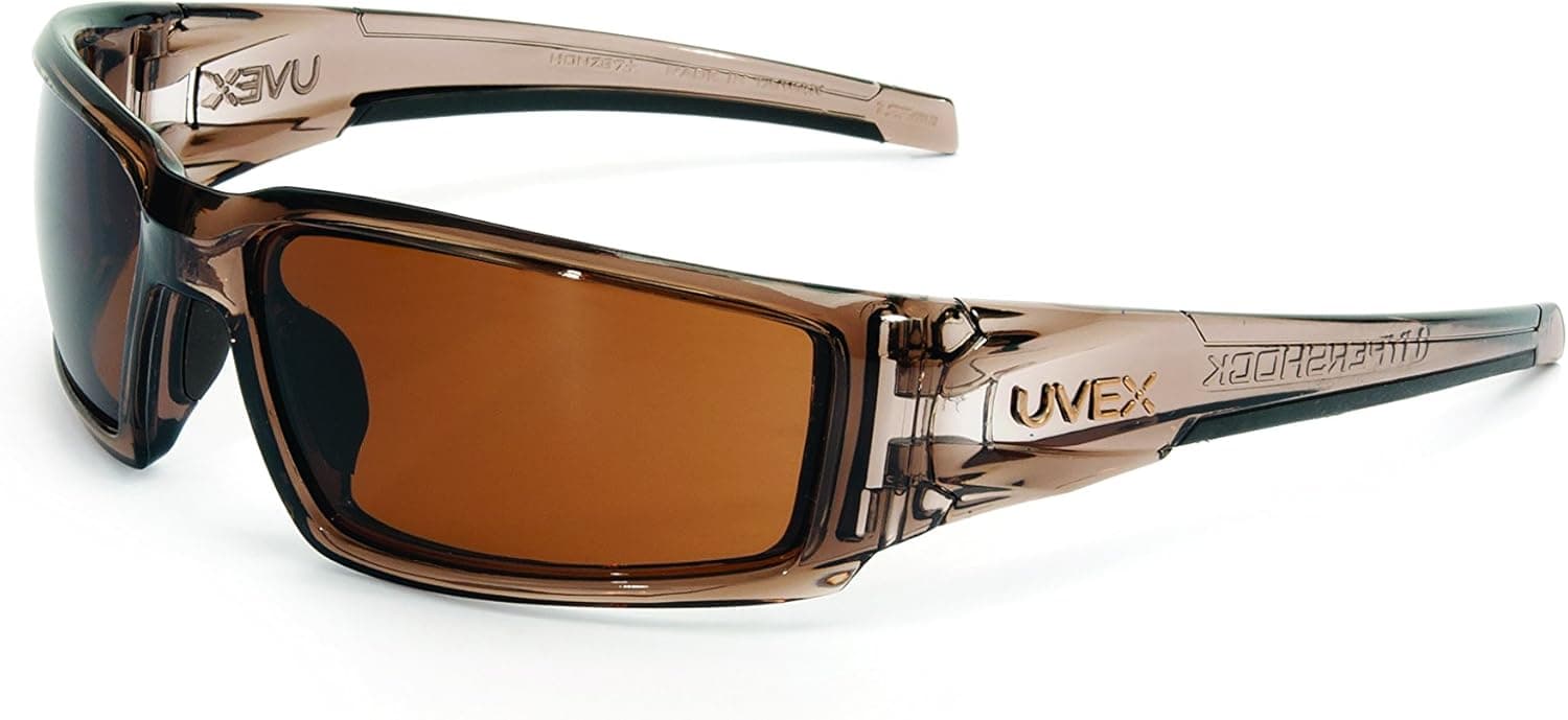 Uvex by Honeywell Hypershock Safety Glasses, Brown Frame with Espresso Lens & HydroShield Anti-Fog Coating (S2961HS)