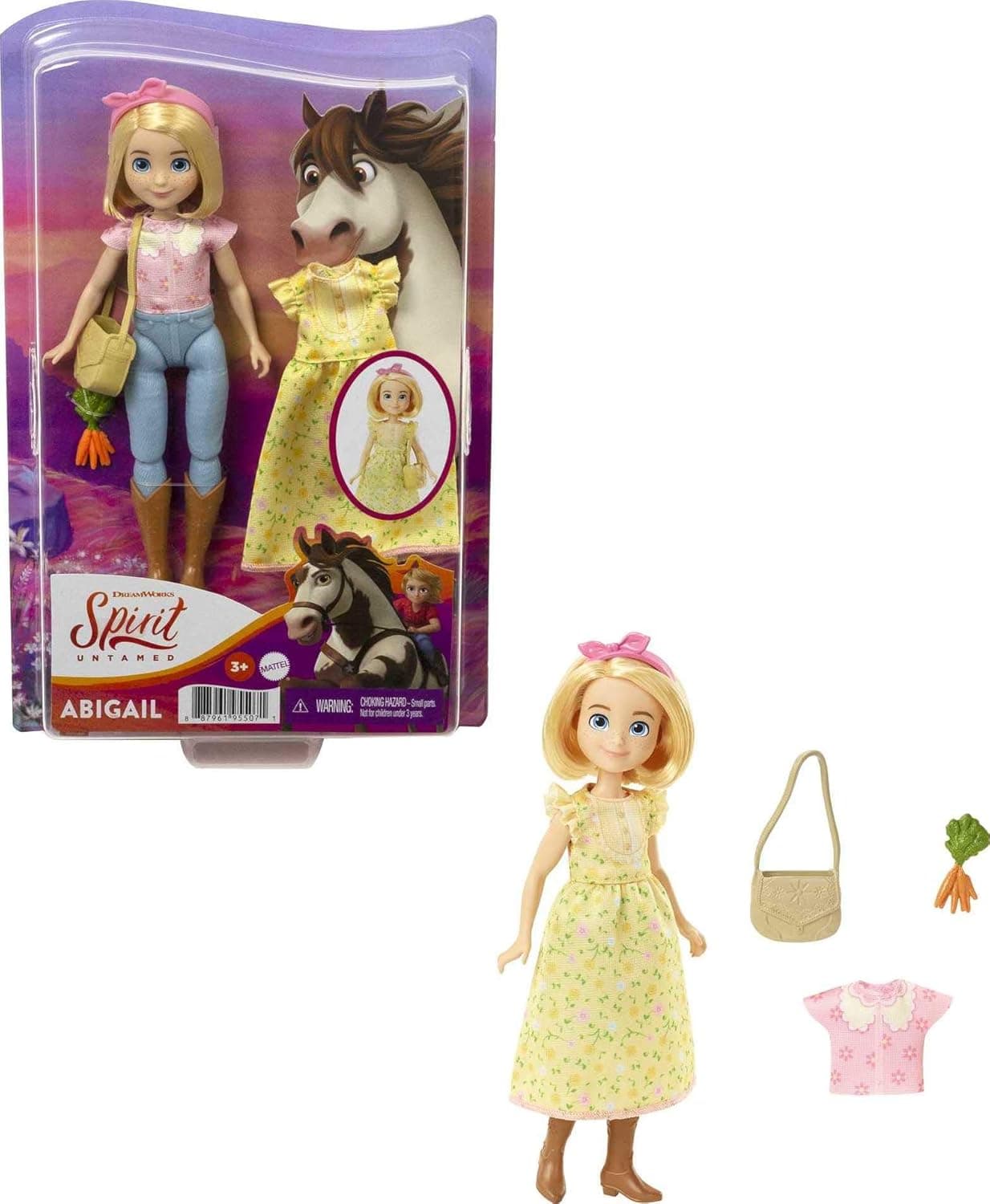 Mattel Spirit Untamed Abigail Doll (Approx.7-in), 2 Fashion Outfits, Purse & Horse-Themed Accessory, 7 Movable Joints, Great Gift for Ages 3 Years Old & Up (GXF19)