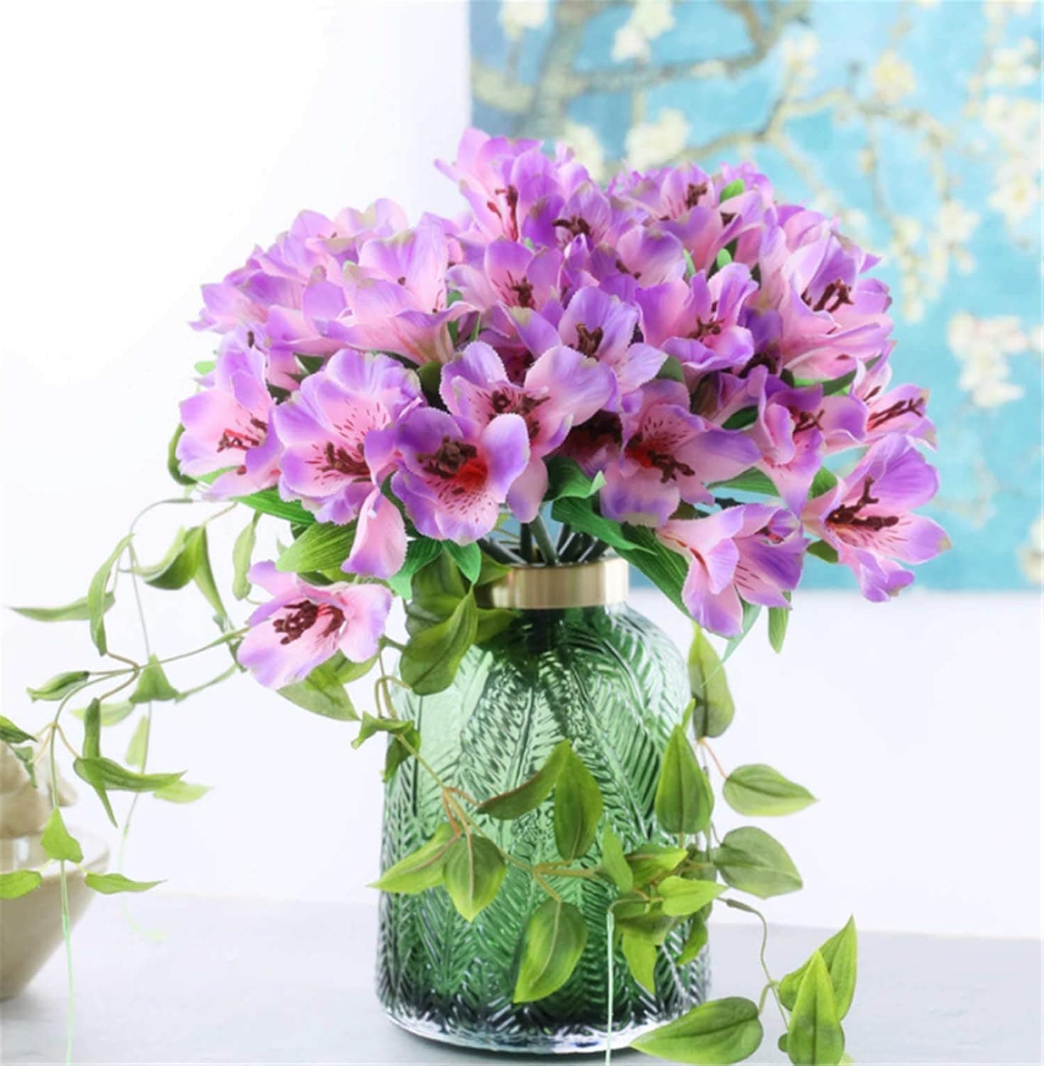 Skyseen 3Pcs Artificial Narcissus Lily Fake Alstroemeria Flowers Wedding Home Décor