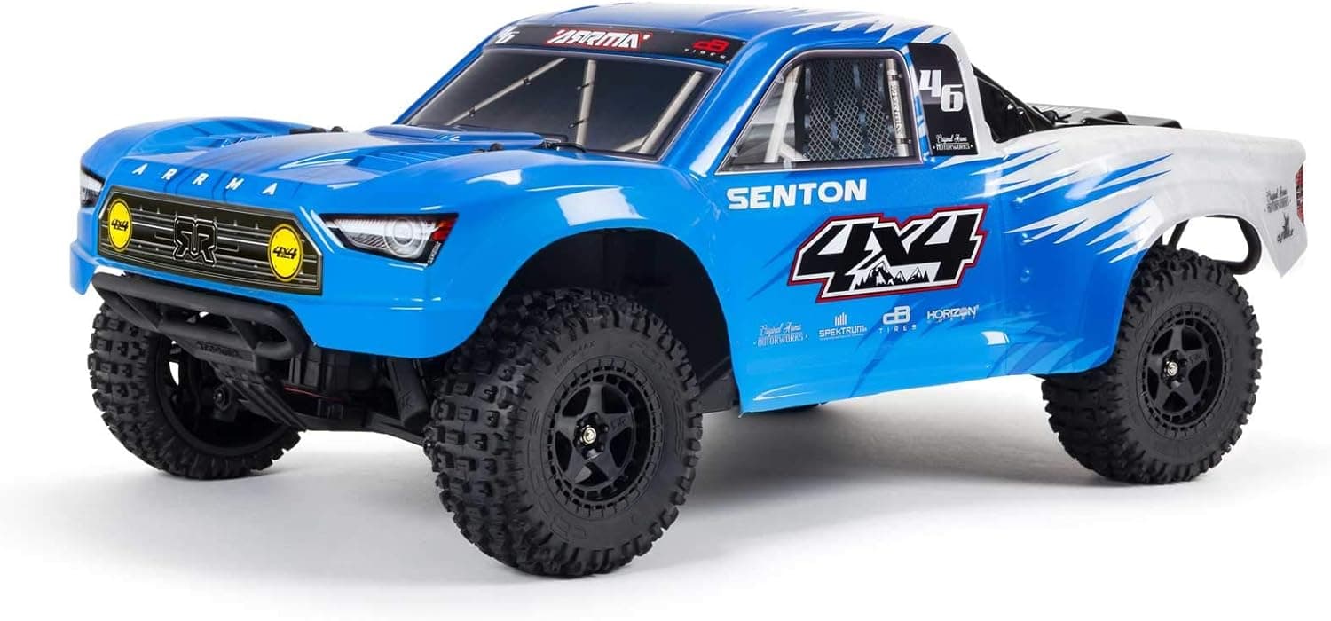 ARRMA 1/10 SENTON 4X4 V3 MEGA 550 Brushed Short Course RC Truck RTR (Transmitter, Receiver, NiMH Battery and Charger Included), Blue, ARA4203V3T2