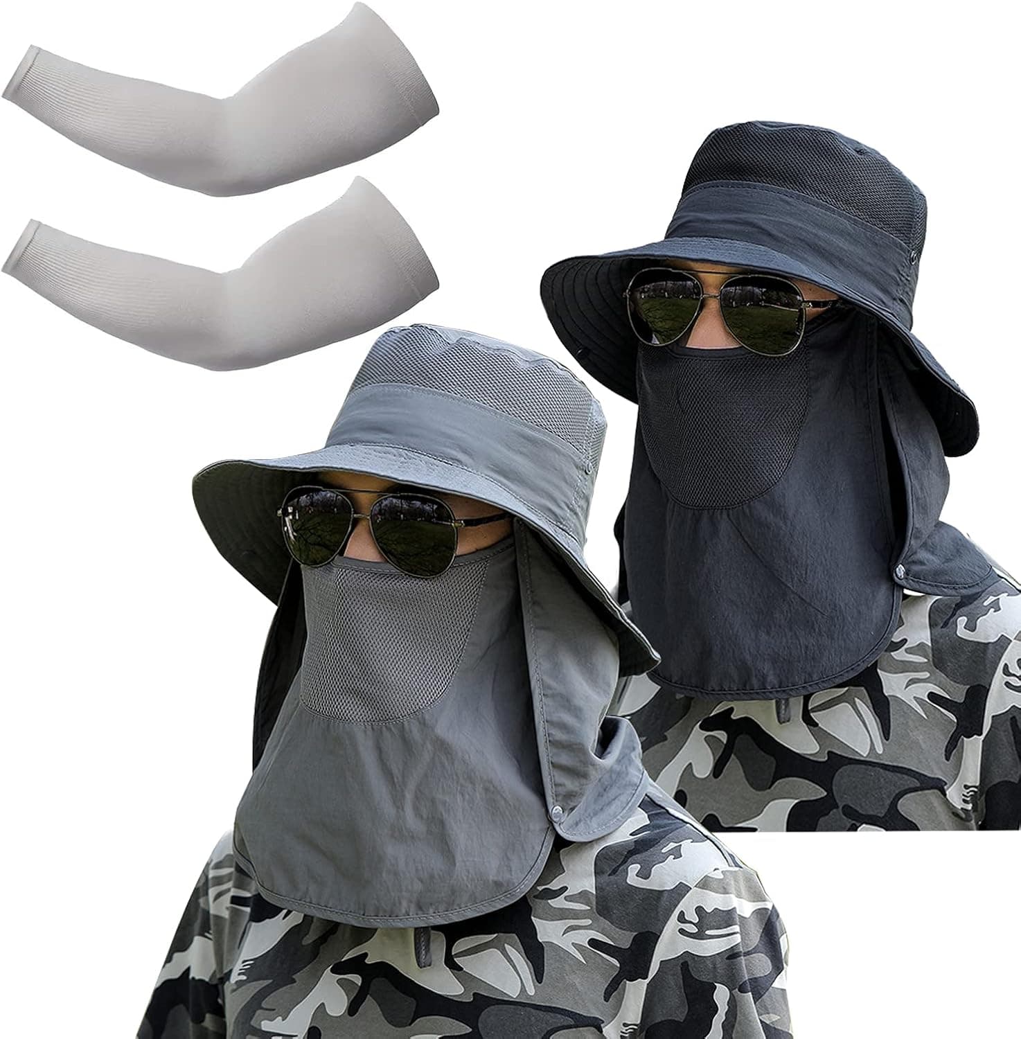 Sun Protection Fishing Hats and Compression Arm Sleeves for Men